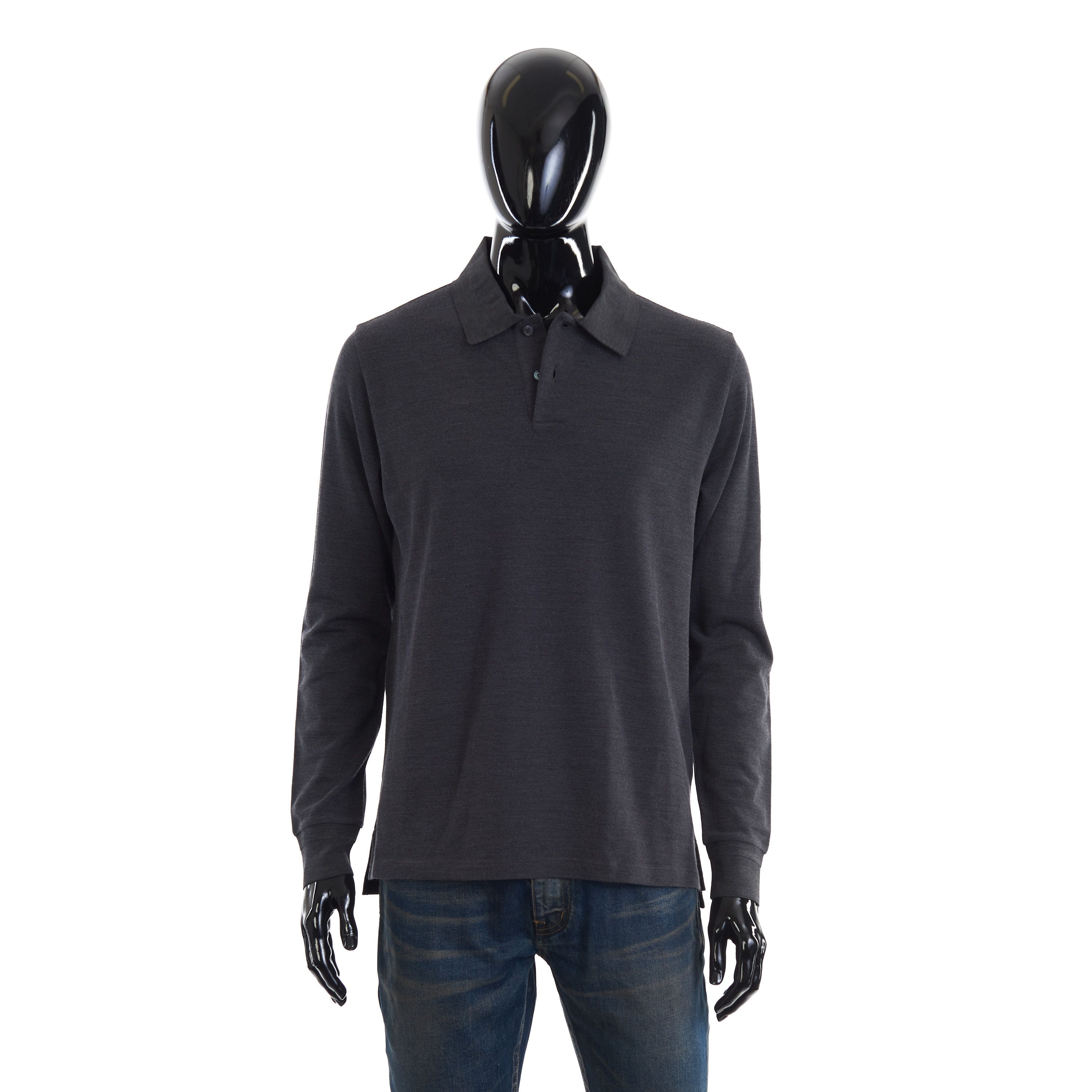 Berluti Longsleeve Polo With Leather Detail, Mulberry Silk & Wool Size US M / EU 48-50 / 2 - 2 Thumbnail