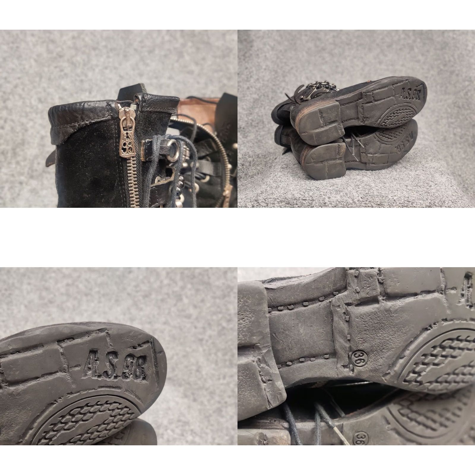 A.S.98 A.S.98 Vintage Black Suede Combat Boots Mid Calf Leather Outsole Zip 36 Womens Grunge Vintage Boots Size US 6 / IT 36 - 11 Thumbnail