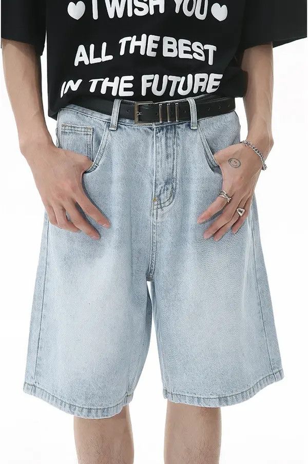 Japanese Brand Mina Blue casual loose vintage distressed denim shorts Size US 32 / EU 48 - 5 Thumbnail
