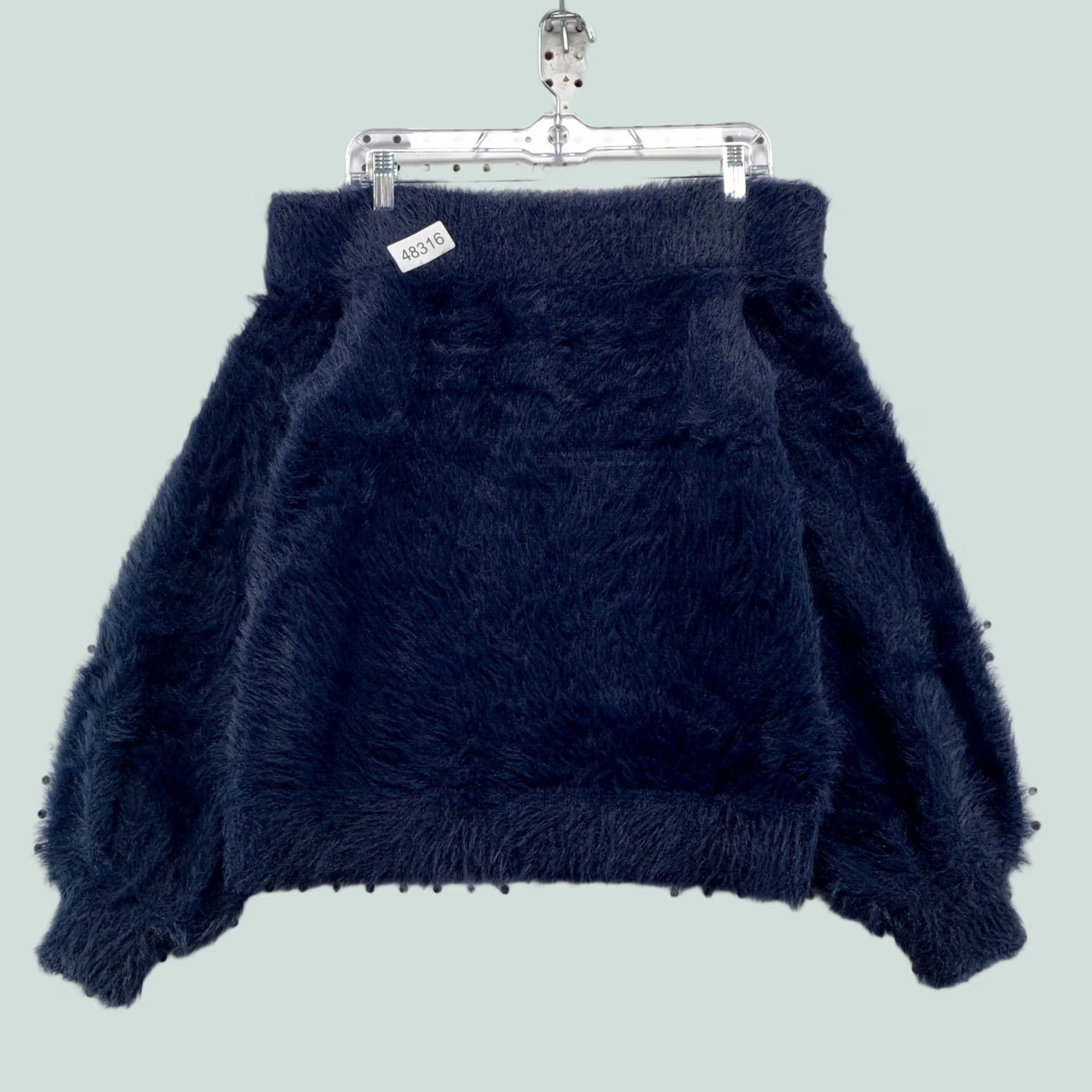 Banana Republic Banana Republic Sweater Womens S Navy Blue Puff Sleeve Off Shoulder Knit Pullover Mens Womens Size S / US 4 / IT 40 - 1 Thumbnail