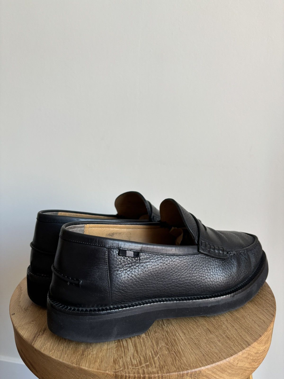 Bally Noah Black Leather Rubber Sole Loafers