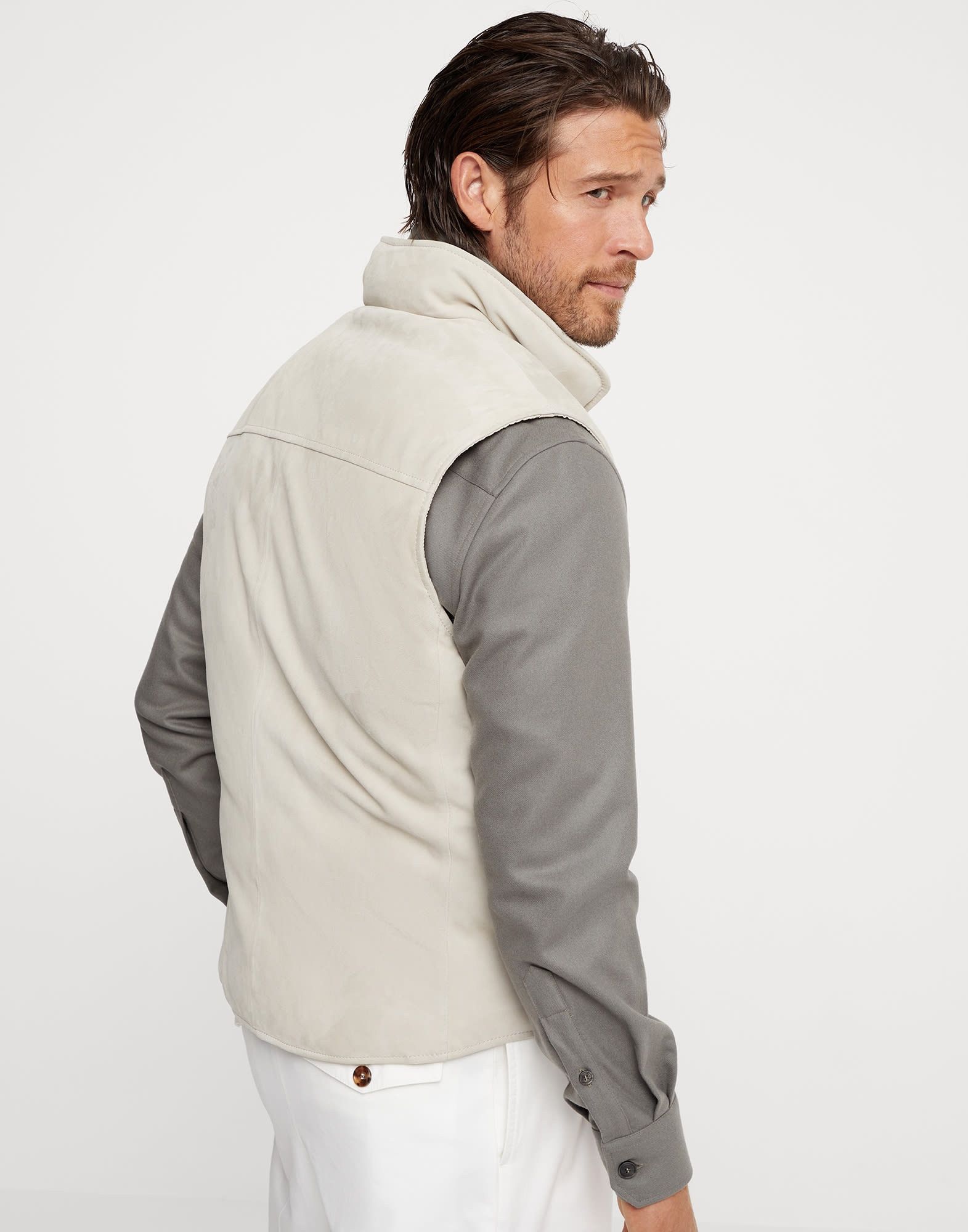 Brunello Cucinelli o1la1rc1a0925 Padded Leather Vest in Ivory Size US M / EU 48-50 / 2 - 2 Thumbnail