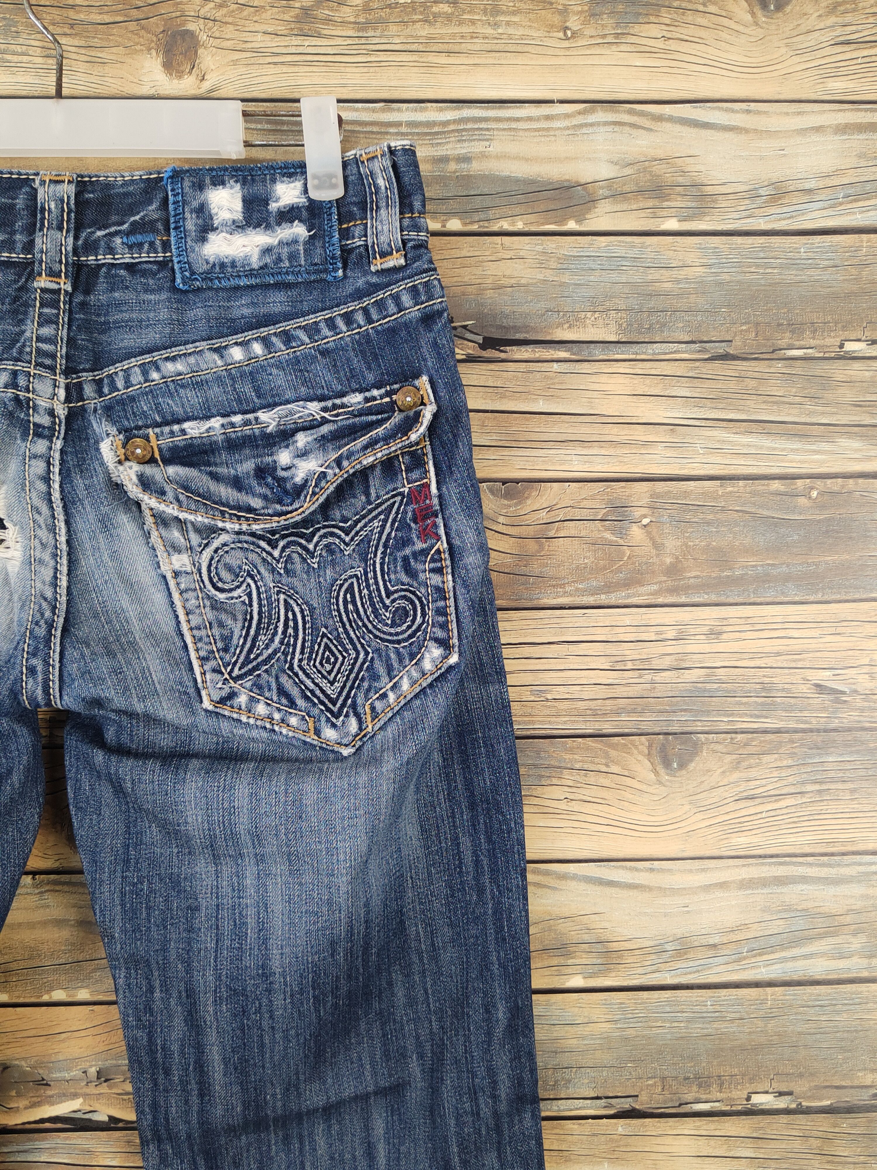 Mek Denim Mek Denim Dark Blue Distressed Ripped Jeans #W1700 Size 30" / US 8 / IT 44 - 11 Thumbnail