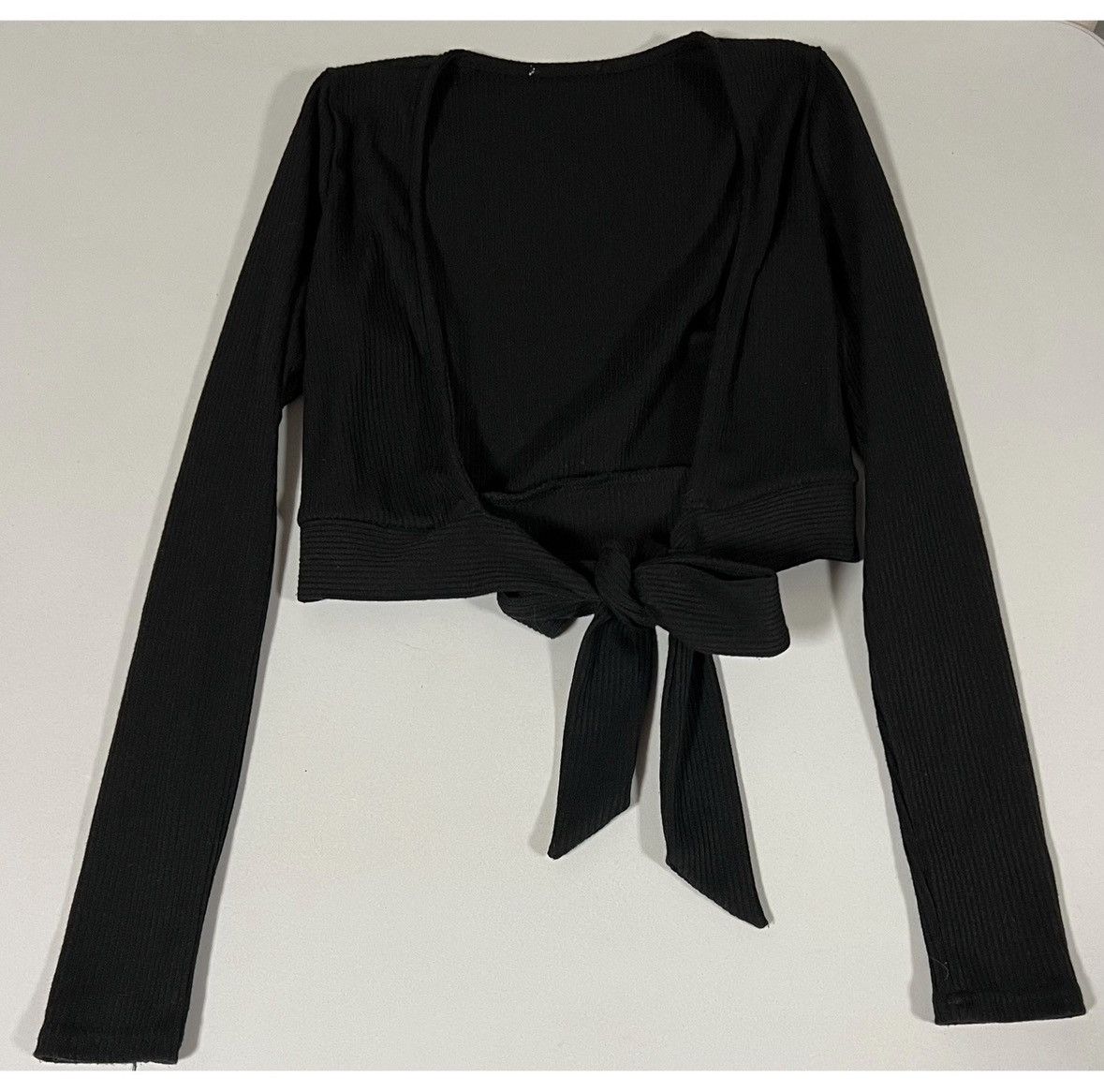 Japanese Brand Black Knit Long Sleeve Sweater Shrug Shawl Cardigan Top XS 🖤 Size XS / US 0-2 / IT 36-38 - 1 Thumbnail