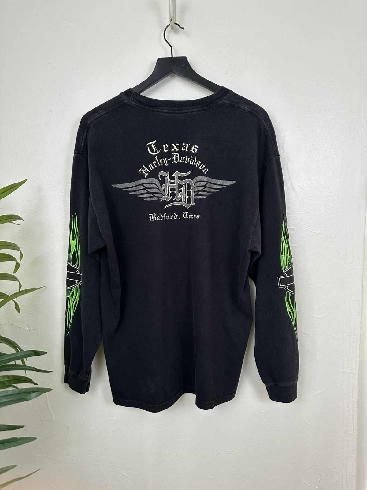 Harley Davidson × Vintage (XL) SICK GREEN FLAMES Harley Davidson Longsleeve Tee Size US XL / EU 56 / 4 - 11 Thumbnail
