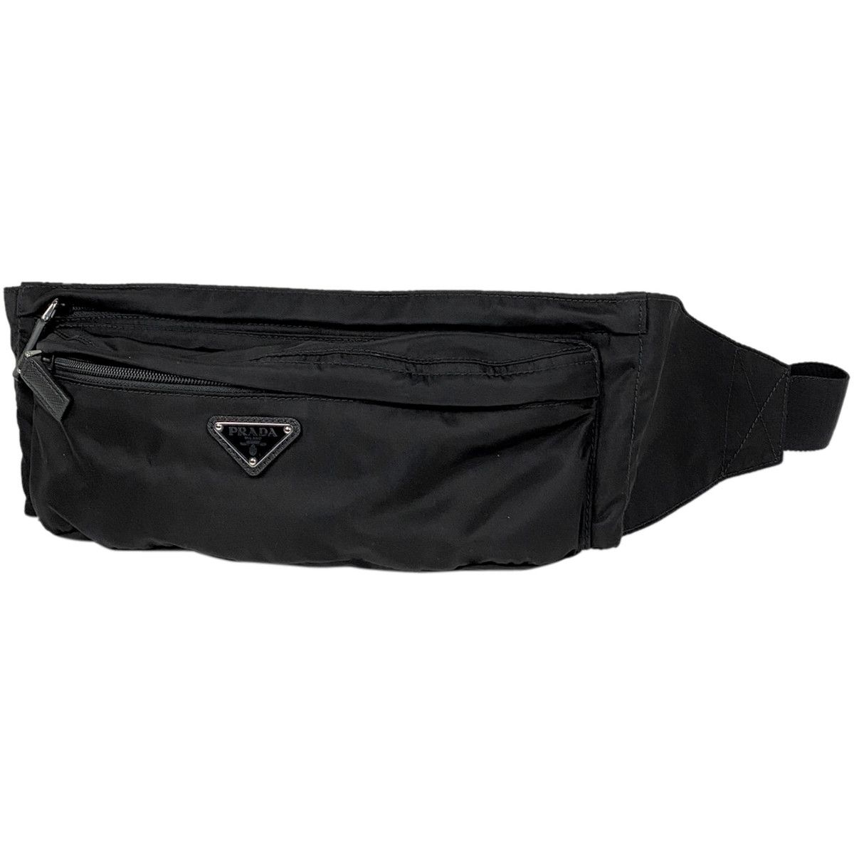 Prada Logo Plate Waist Bag Body Bag Crossbody Nylon Nero Black