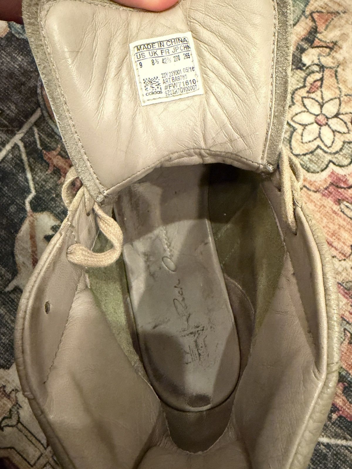 Adidas × Rick Owens Rick Owens x Adidas Pearl Pebbled Leather Mastodon Sneakers Size US 9 / EU 42 - 5 Thumbnail