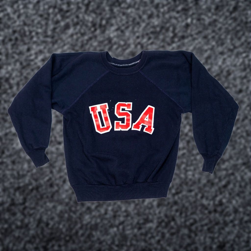 Vintage VINTAGE Pannill Sweatshirt Women M Blue 80s USA Crew Neck Pullover Satin Cotton Blend Regular Size Size M / US 6-8 / IT 42-44 - 1 Thumbnail