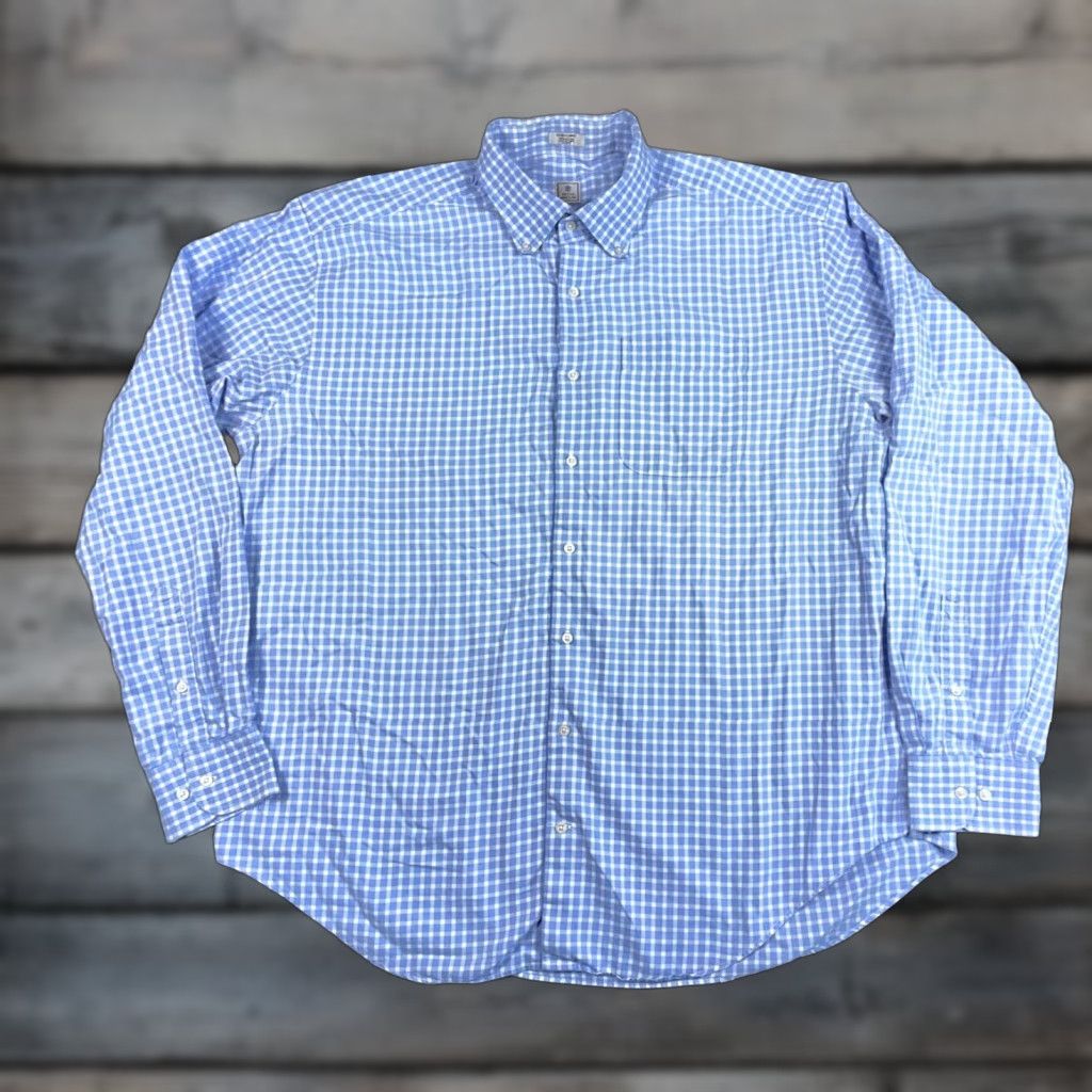 Peter Millar Peter Millar Shirt Adult XL Blue Gingham Check Cotton Long Sleeve Button-Down Preppy Casual Mens Size US XL / EU 56 / 4 - 1 Thumbnail