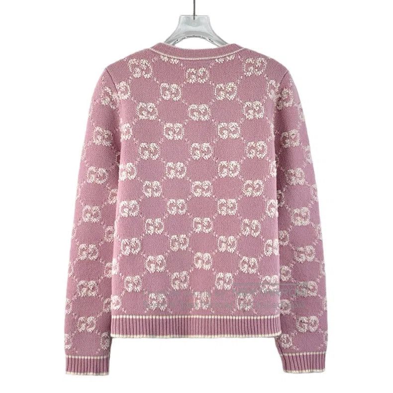 Gucci Gucci Pink logo jacquard full-print wool round neck single Size L / US 10 / IT 46 - 2 Thumbnail
