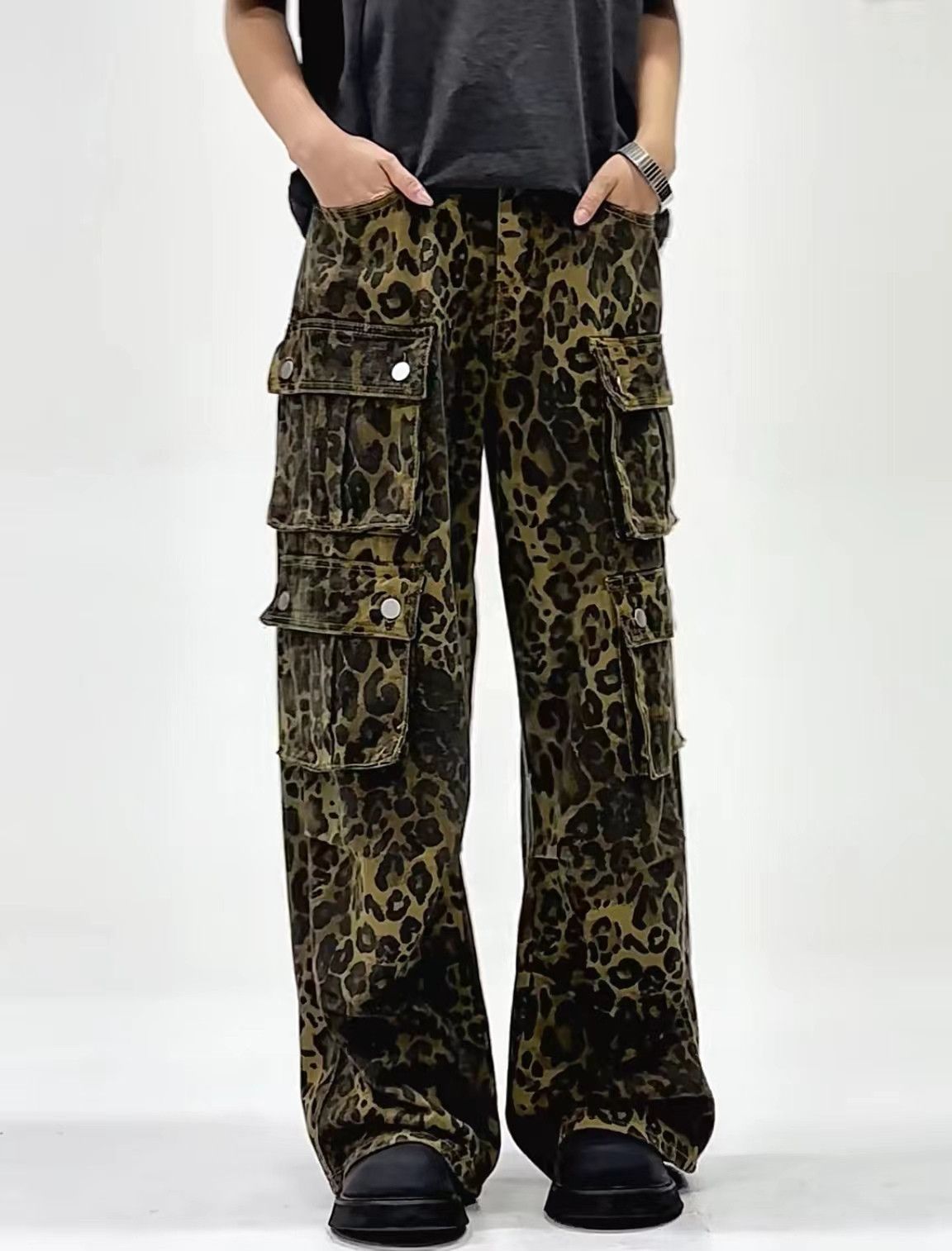 Japanese Brand × Jean Leopard Print Multi-Pocket Vintage Street Workwear Trousers Size US 30 / EU 46 - 2 Thumbnail