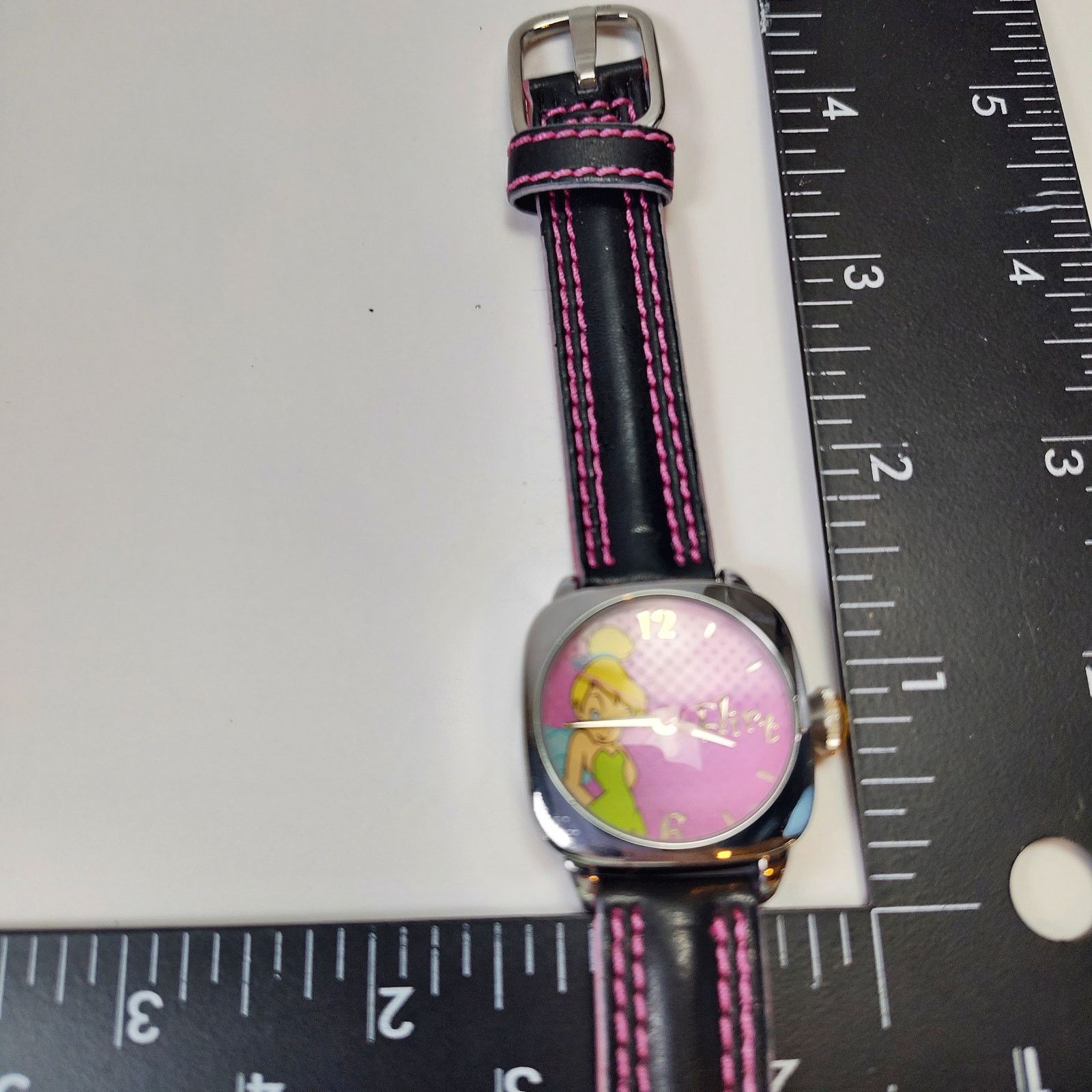 Disney Disney Tinker Bell Flirt Watch Pink Square Black Strap Y2K Size ONE SIZE - 6 Thumbnail