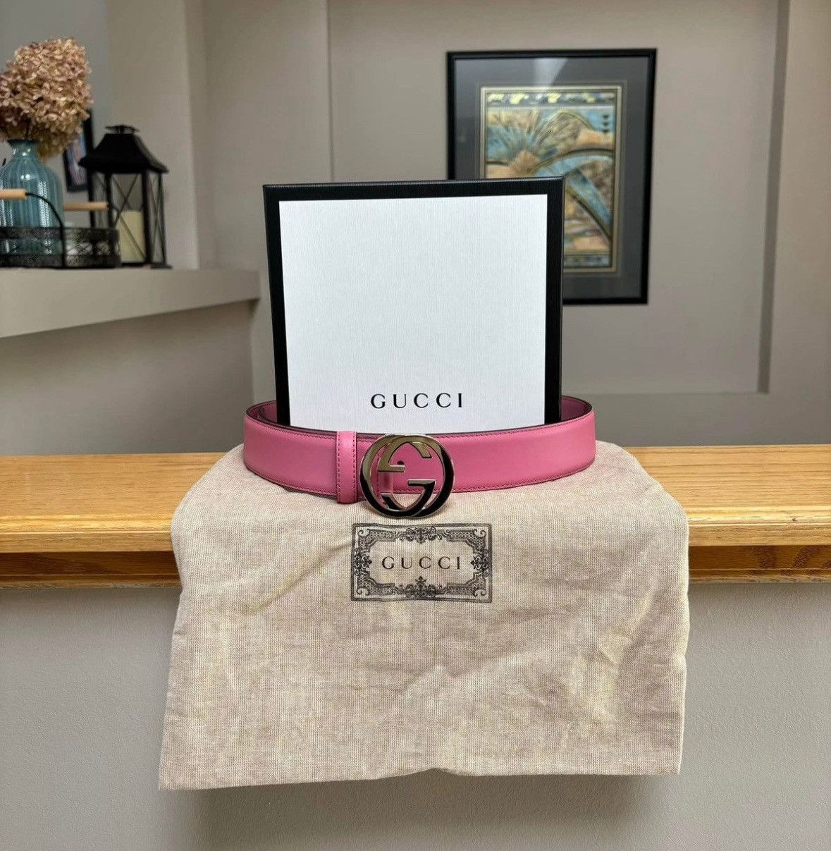 小物 GUCCI Braided leather belt Smoky pink GUCCI Braided leather belt Smoky pink