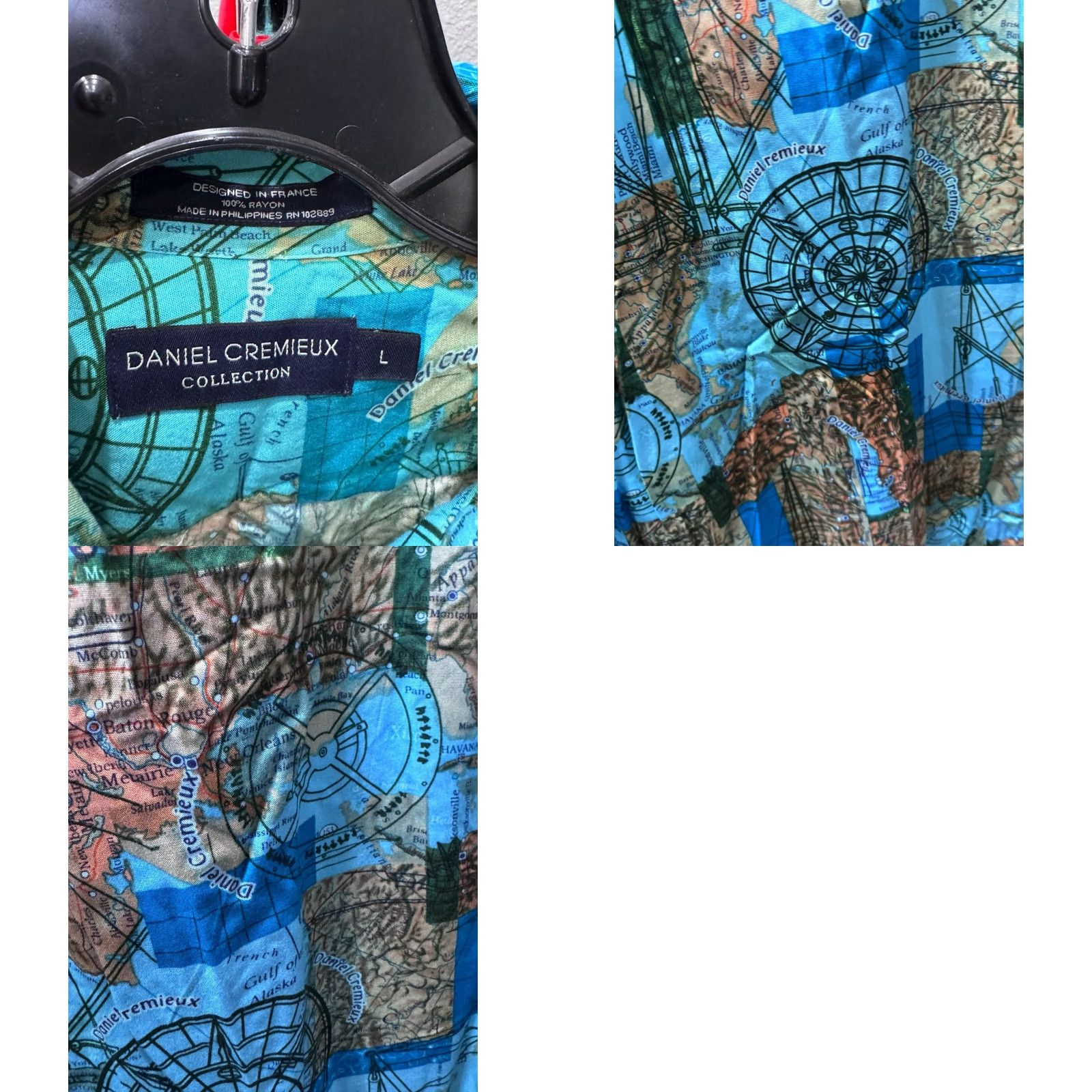 Cremieux Daniel Cremieux SHORT SLEEVE BUTTON UP SHIRT Large L Nautical Artwork Multicolor Mens Size US L / EU 52-54 / 3 - 8 Thumbnail