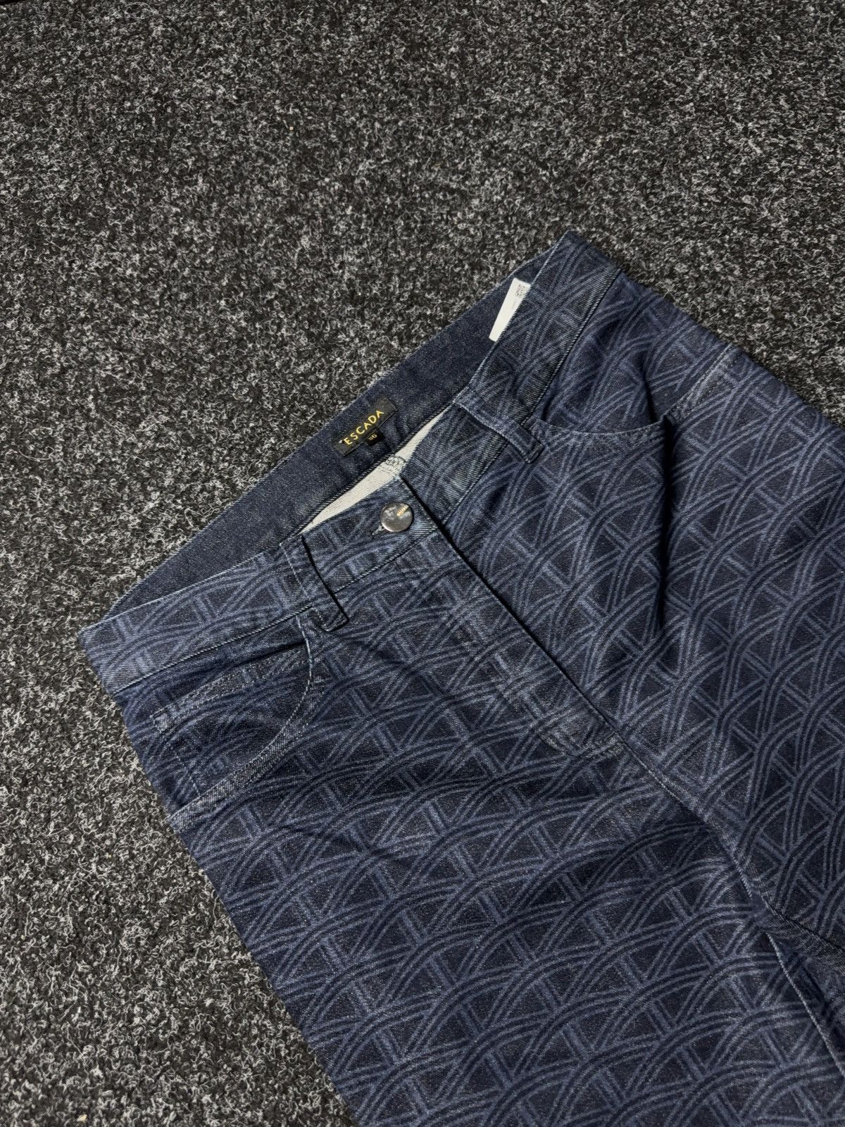 Escada Luxury Escada Geometric Pattern Denim Trousers Women’s 36 Size 30" / US 8 / IT 44 - 6 Thumbnail