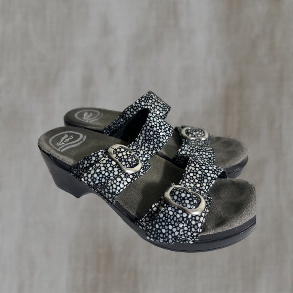 Dansko Dansko Sophie Sandals Black Dot Double Strap Womens EUR 37 US 6.5-7 Sandal Slidess Size US 7 / IT 37 - 1 Thumbnail