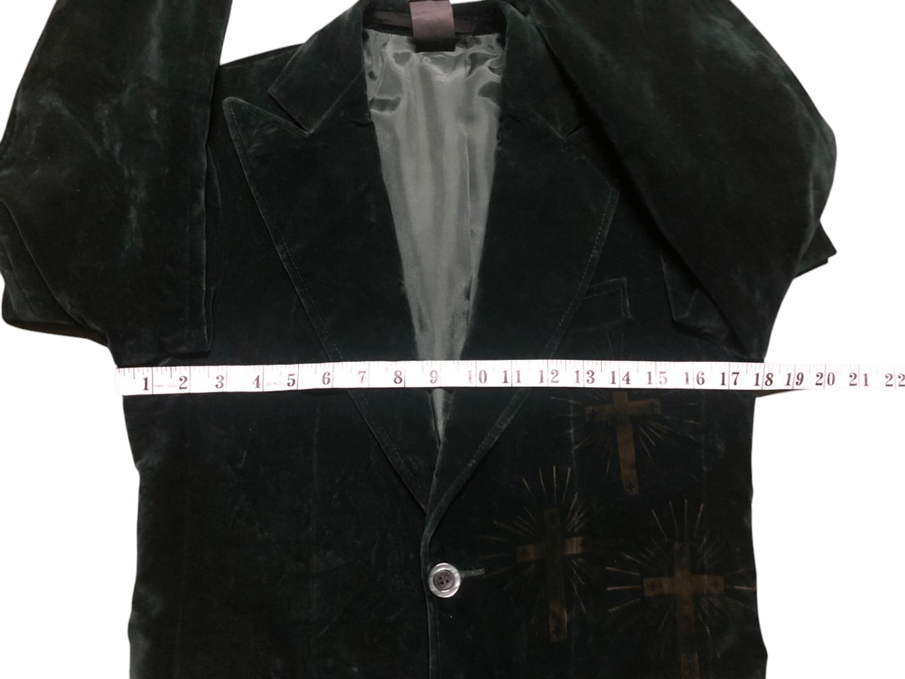 N.Hoolywood N.HoolyWood Green Velvet Blazer Design Cross Printed Size US S / EU 44-46 / 1 - 14 Thumbnail