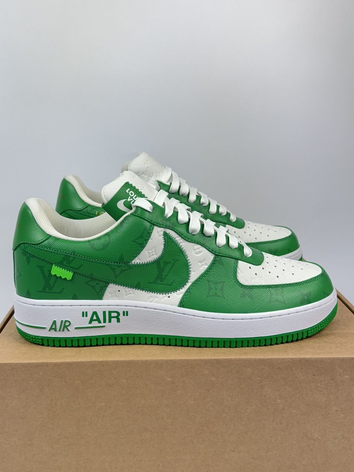 Louis Vuitton AIR FORCE 1 GREEN MONOGRAM SNEAKERS (VERY RARE SIZE) Size US 12 / EU 45 - 1 Thumbnail