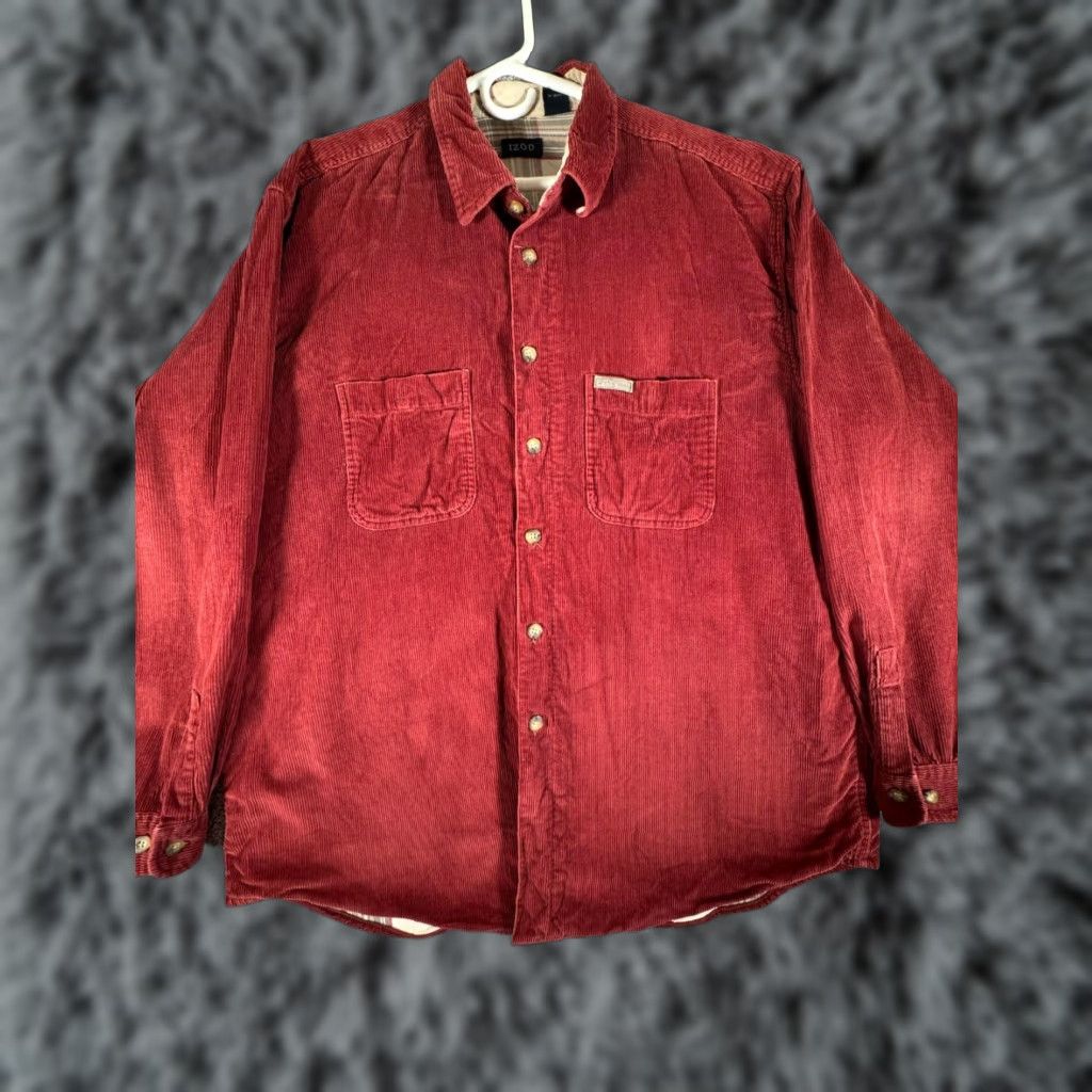 Izod VINTAGE IZOD Heavy Button Down Corduroy Shirt Mens XL Flannel Lined 90s Rustic Casual Casual Mens XL Red Corduroy Button Up Shirt Size US XL / EU 56 / 4 - 1 Thumbnail