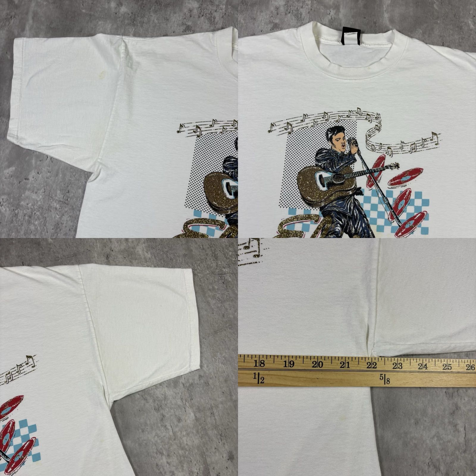 Vintage VINTAGE Diamond Dust Elvis Music T Shirt XL Adults White 90s Rock Graphic Print Crew Neck Short Sleeve Men Mens Size US XL / EU 56 / 4 - 8 Thumbnail