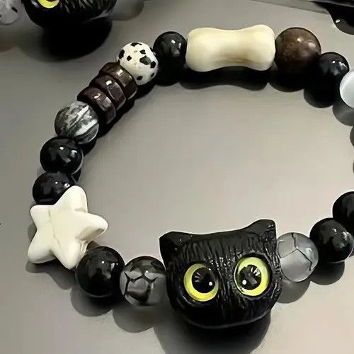 Jewelry Natural stone black cat bracelet Size ONE SIZE - 4 Thumbnail
