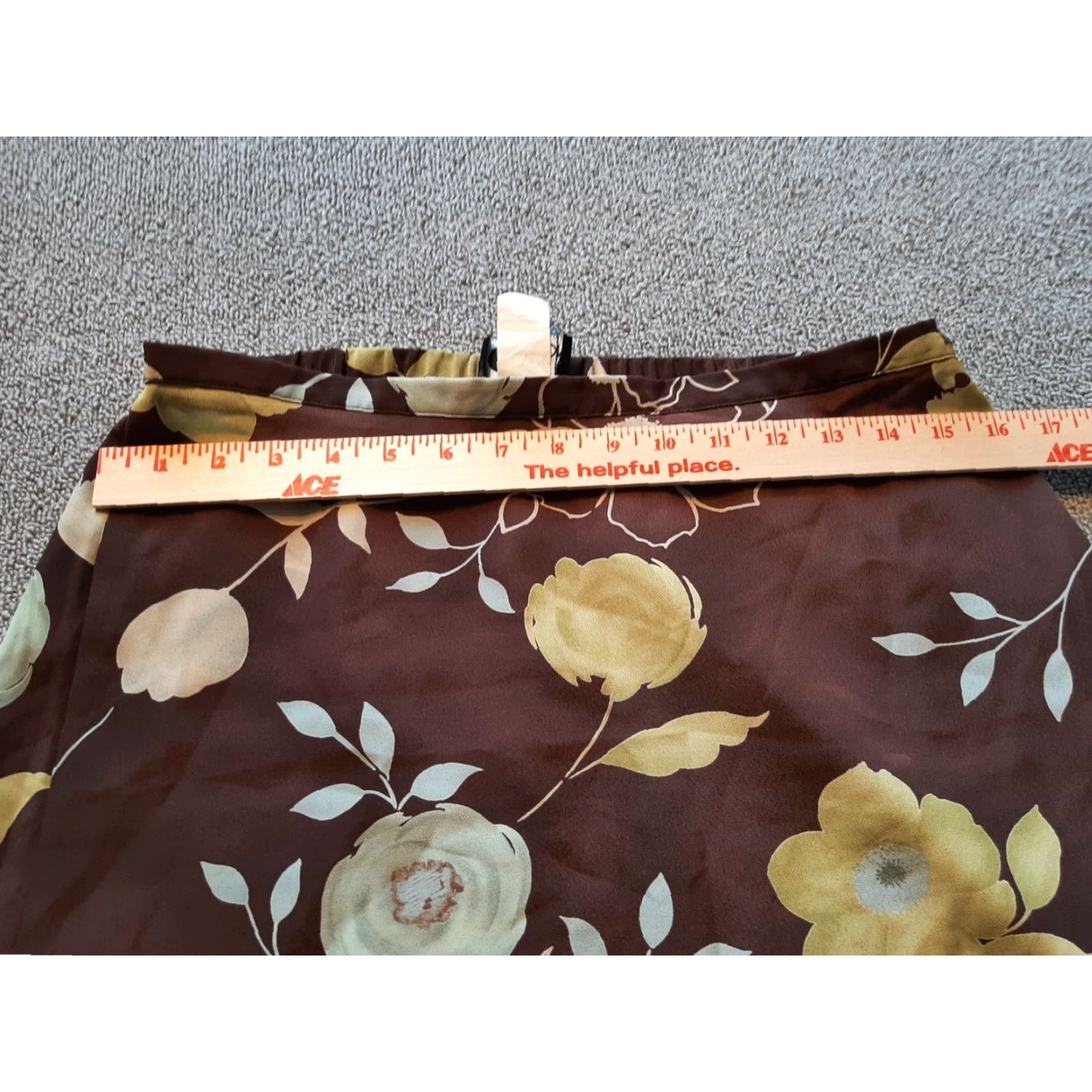 Vintage First Option Brown Maxi Skirt Floral Print Polyester size L Large Made in USA Size 36" / US 14 / IT 50 - 4 Thumbnail