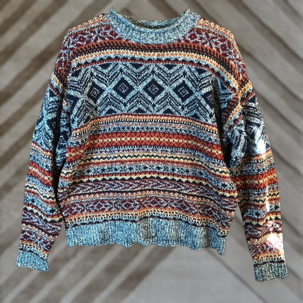 Vintage VINTAGE Le Moda Womens Sweater Crew Neck Wool Blend Knit Multi Aztec M Blue Size M / US 6-8 / IT 42-44 - 1 Thumbnail