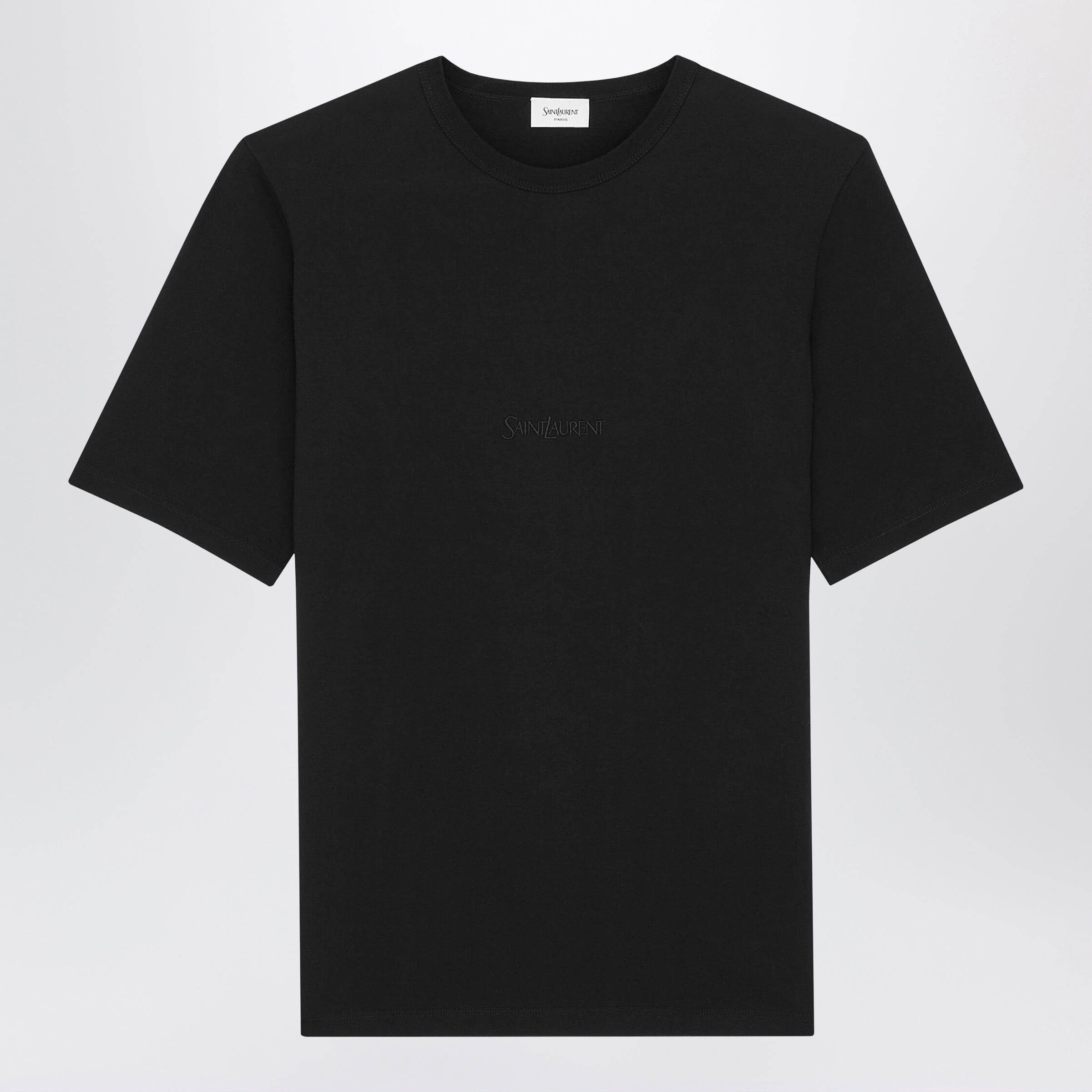 Saint Laurent Paris Saint Laurent Black Oversized T-Shirt With Logo Embroidery Size US M / EU 48-50 / 2 - 1 Thumbnail