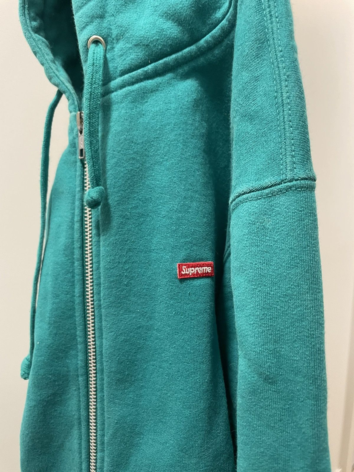image of Supreme Small Box Logo Zip Up in Teal, Men's