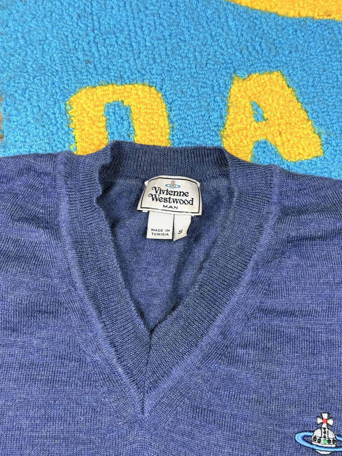 Vivienne Westwood Vivienne Westwood Blue Wool V Neck Sweater Size US S / EU 44-46 / 1 - 11 Thumbnail