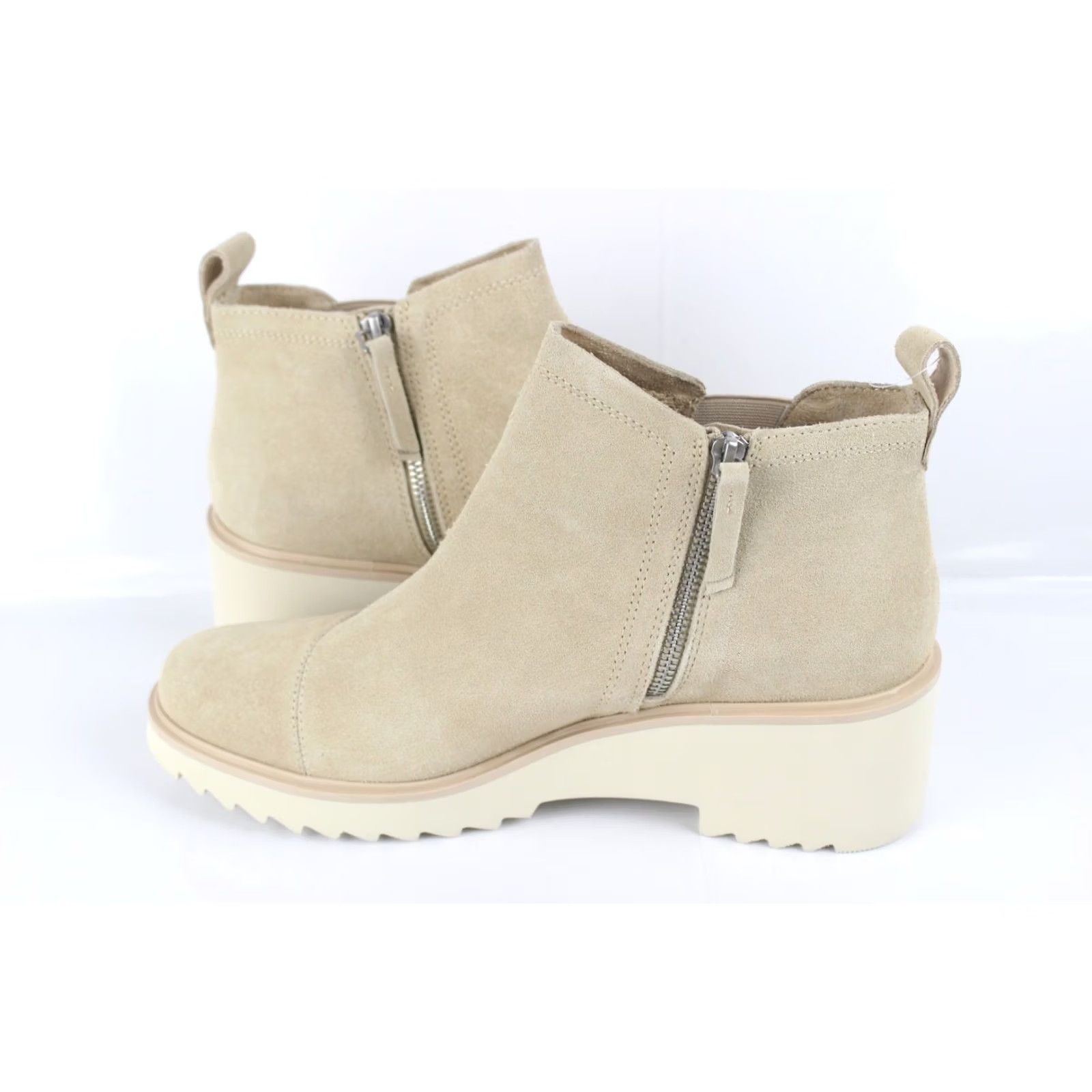 Toms VINTAGE TOMS Women's Maude Wedge Boots Slip On Size 11 Oatmeal Suede 10020069 Size US 11 / IT 41 - 2 Thumbnail
