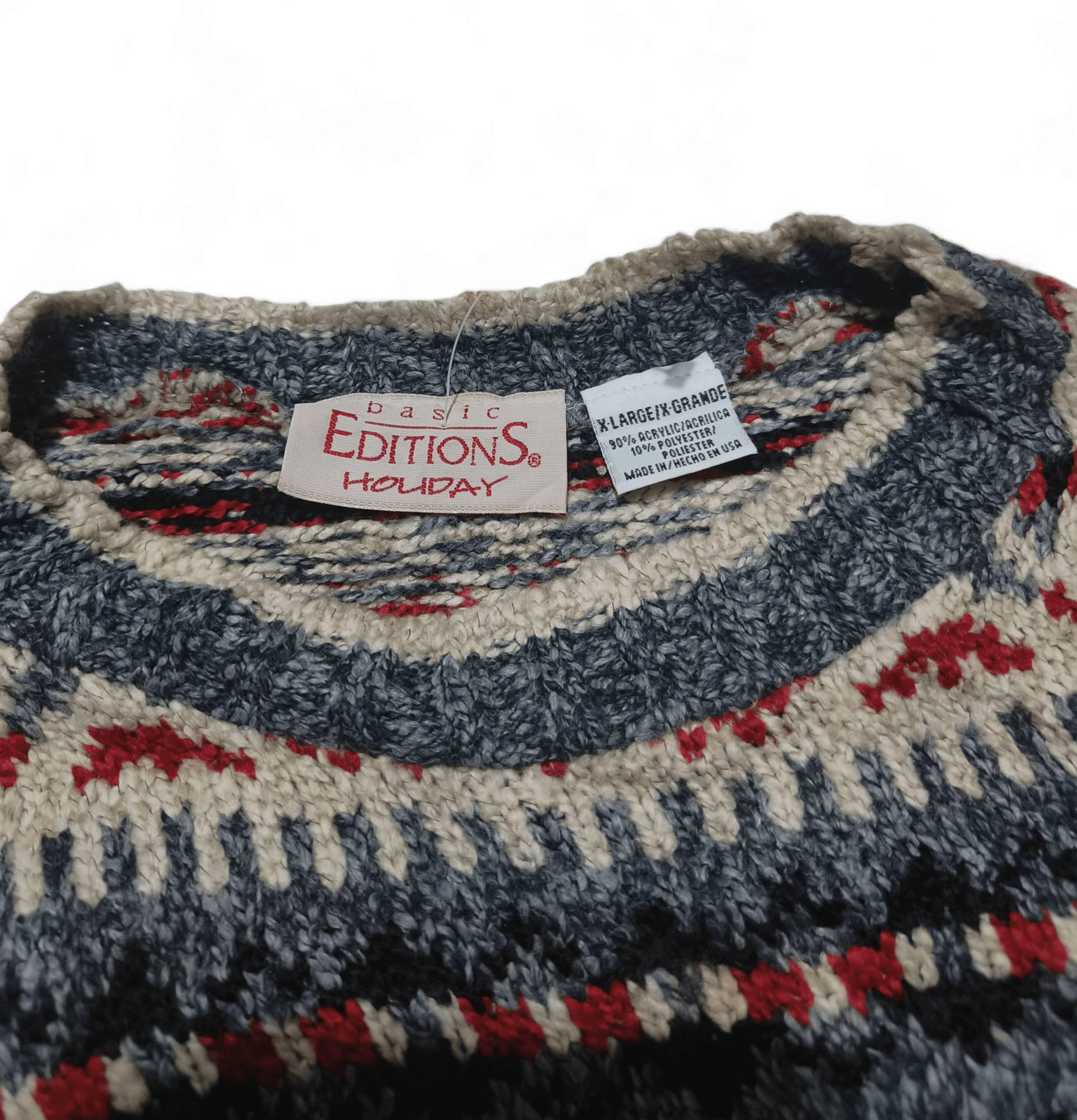 Basic Editions Vintage 80s BASIC EDITIONS Ethnic Pattern Knit Sweater Size XL / US 12-14 / IT 48-50 - 8 Thumbnail