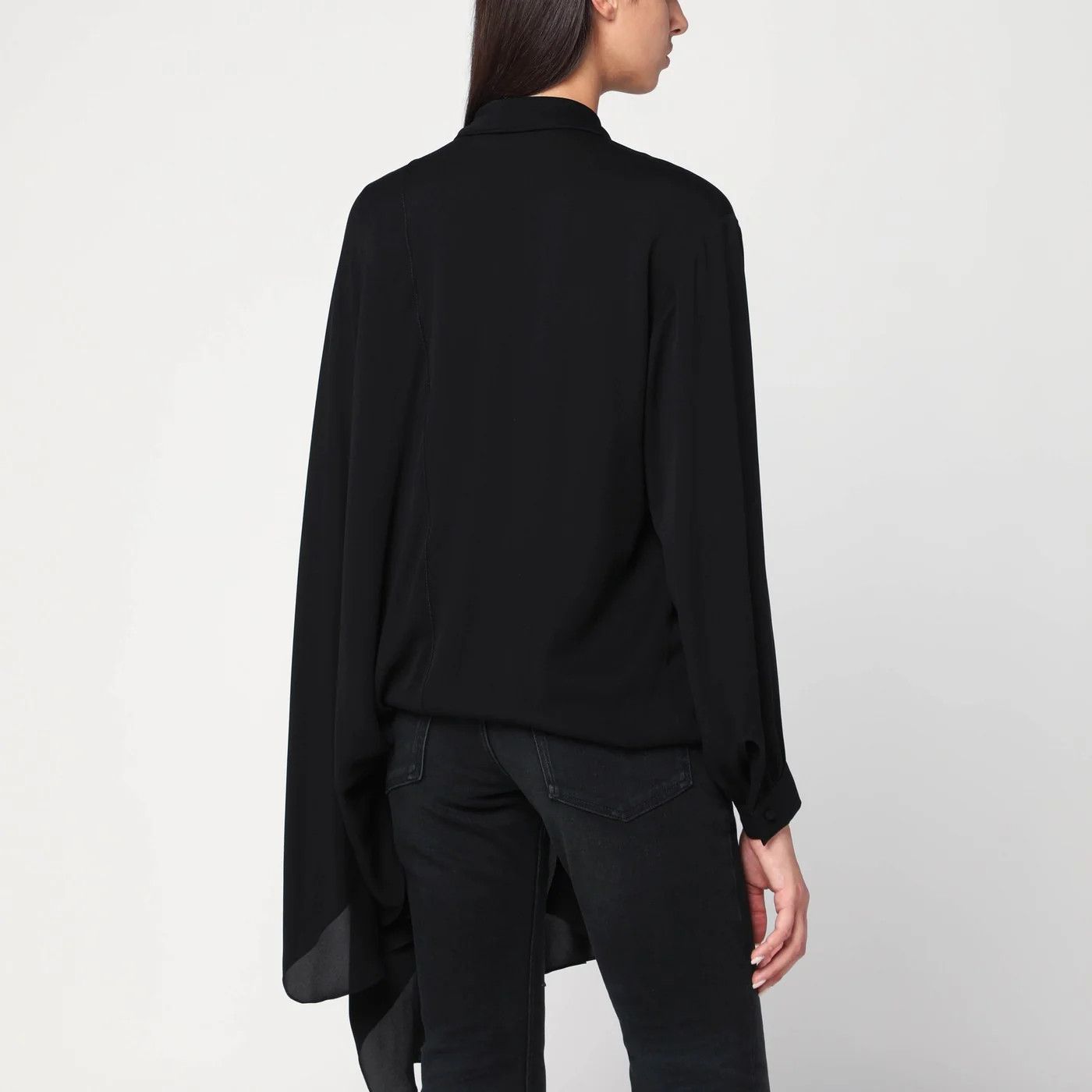 Balenciaga o1d2blof0426 Silk Blouse With Scarf in Black Size XS / US 0-2 / IT 36-38 - 2 Thumbnail