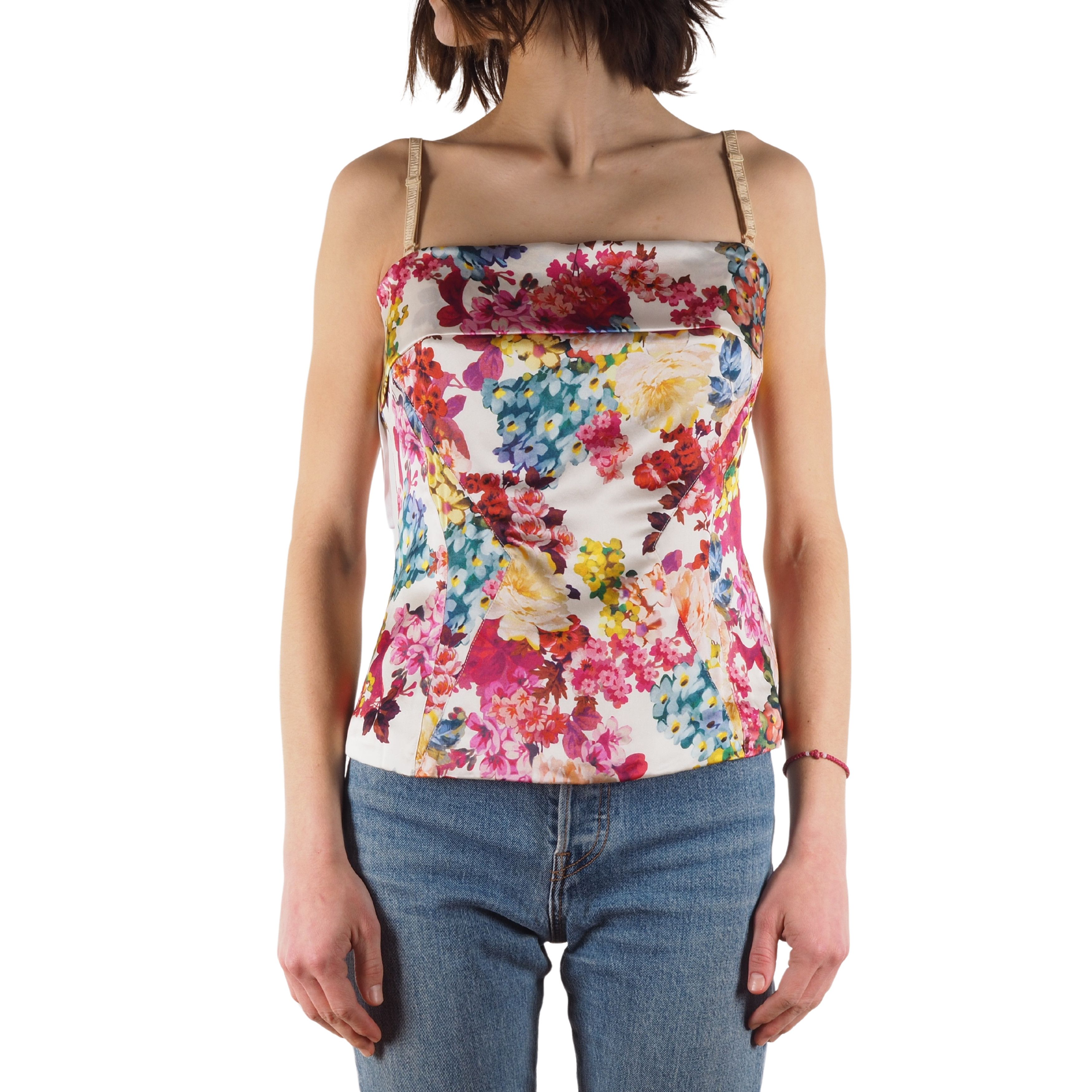 Dolce Gabbana Vintage Women's Floral Silk Corset Top