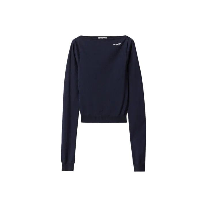 Miu Miu Miu Miu Navy Blue Long Sleeve Sweater 0079 Size M / US 6-8 / IT 42-44 - 1 Thumbnail
