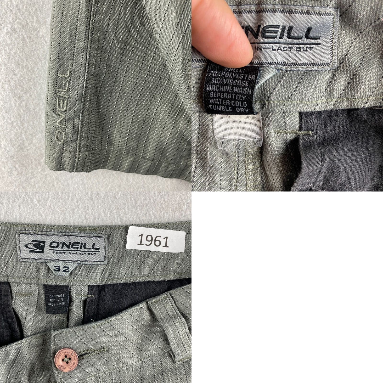 O'Neill O'Neill Mens Chino Shorts 32 Gray Button Slash Pockets Flat Front Striped Casual Size US 32 / EU 48 - 10 Thumbnail