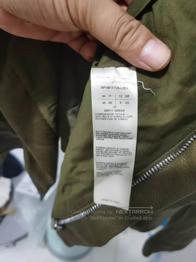 Rick Owens RICK OWENS Military Green Leather Jacket Size S / US 4 / IT 40 - 2 Thumbnail