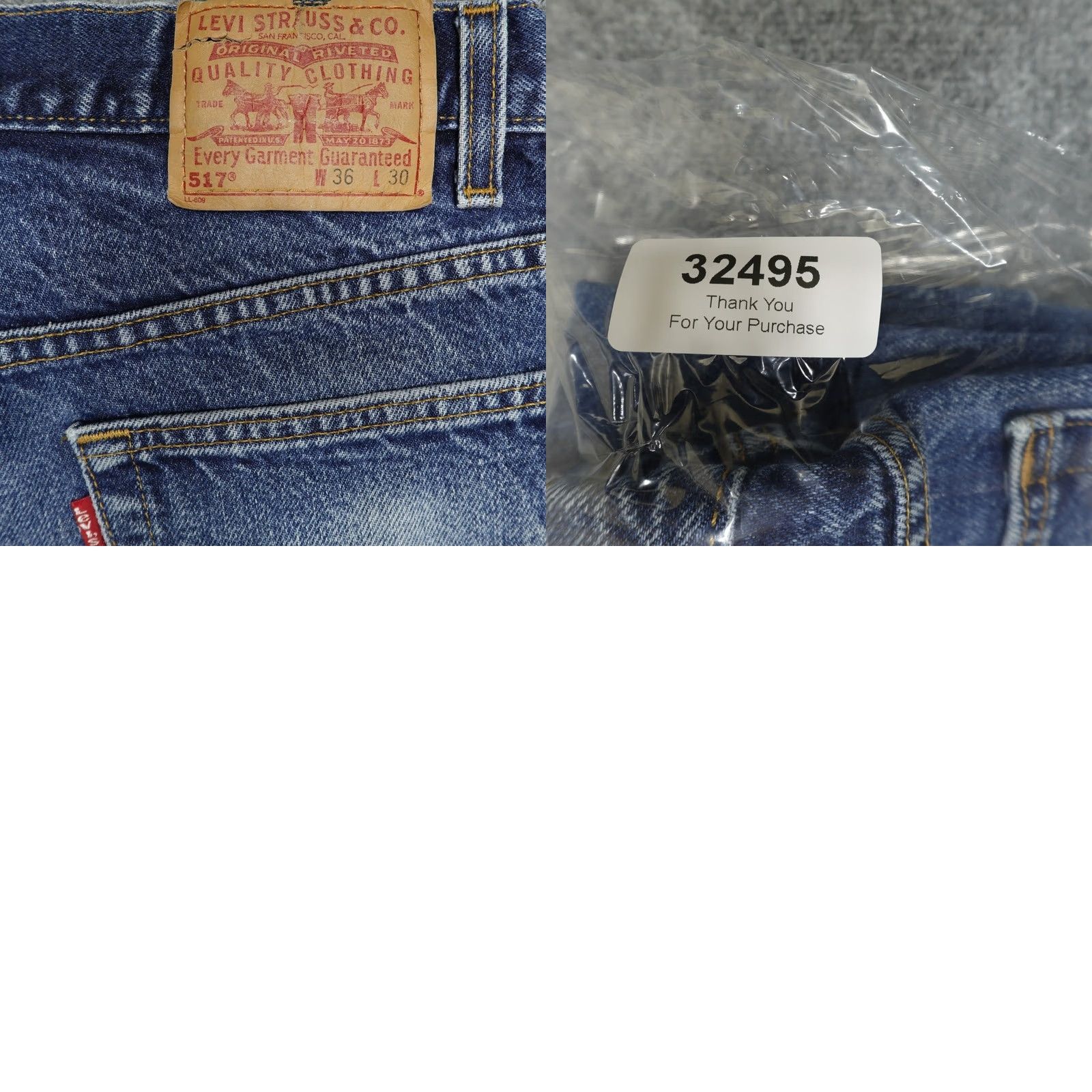 VINTAGE Levis Jeans Men 36x28 Blue 517 Slim Fit Bootcut USA Faded