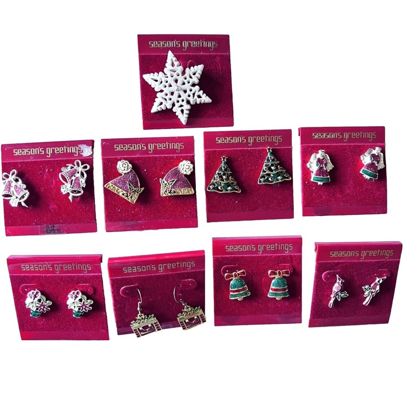 Other Christmas Lot of 11 Pieces 4 Clip-ons, 4 Pierced. 1 Brooch Size ONE SIZE - 3 Thumbnail