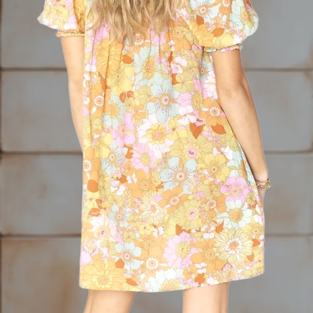 Show Me Your Mumu Annalynne Floral Mini Dress Womens Small Short Sleeve Pockets, Women's (Size 28)