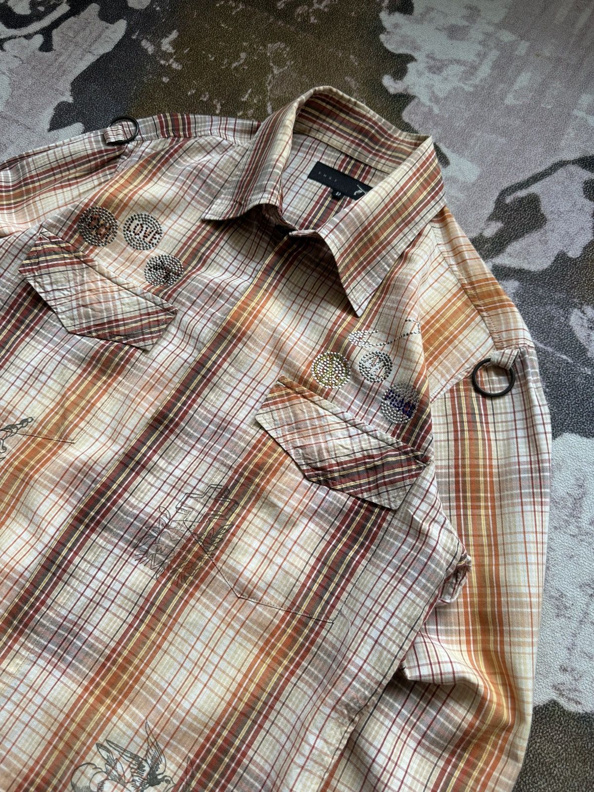 roarguns 2006SS - Roarguns “ Love & Peace “ shadow plaid shirt Size US M / EU 48-50 / 2 - 4 Thumbnail