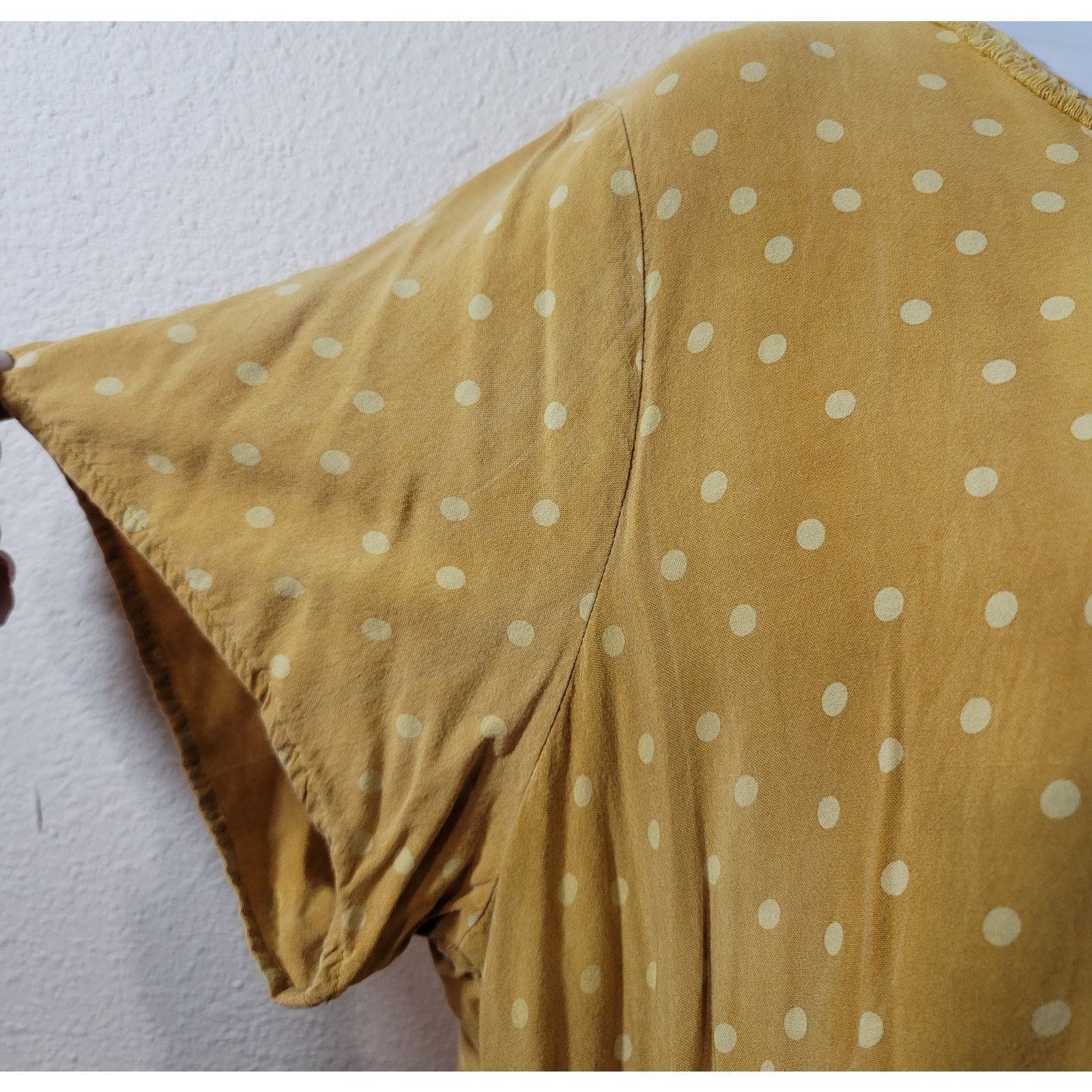 Other Christopher & Banks Gold Yellow Polka Dot Frayed Neck Top XL Size XL / US 12-14 / IT 48-50 - 5 Thumbnail