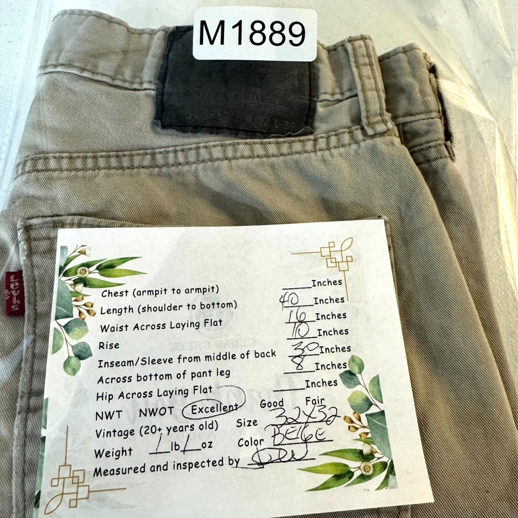 Levi's Levi's Jeans 541 Men's Beige Denim Mid-Rise Slim Straight Leg 32 X 32 Size US 32 / EU 48 - 8 Thumbnail