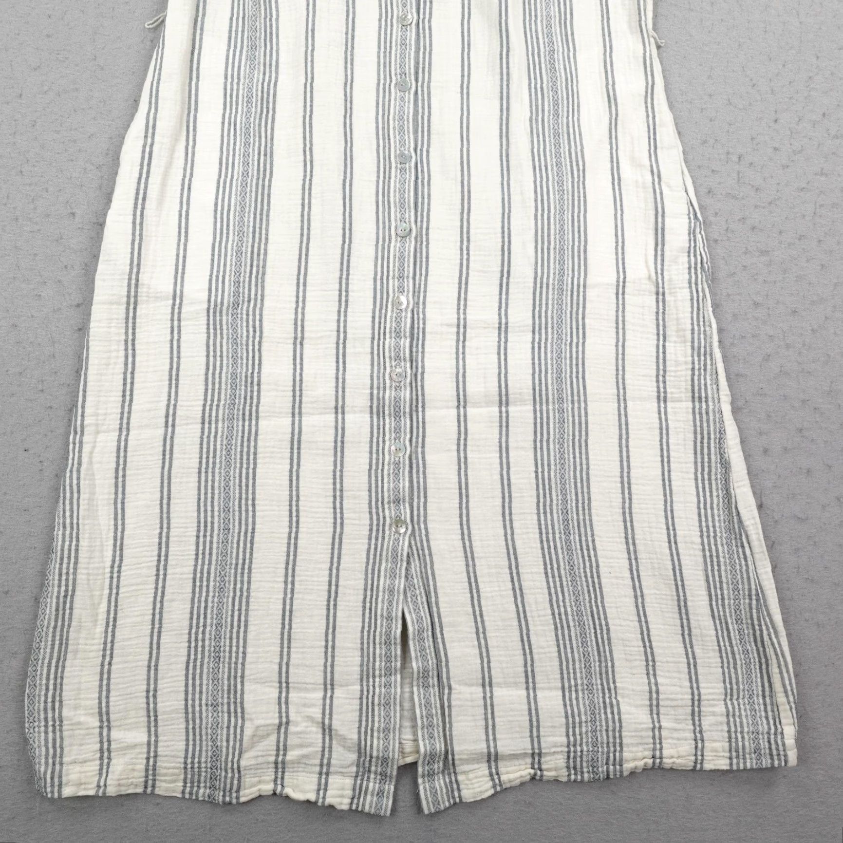 Faherty VINTAGE Faherty Dress Shirt Dress 2XS White Striped Organic Gauze Long Raglan Sleeve COTTON Boho Beach 90s? Size XXS / US 00 / IT 34 - 3 Thumbnail