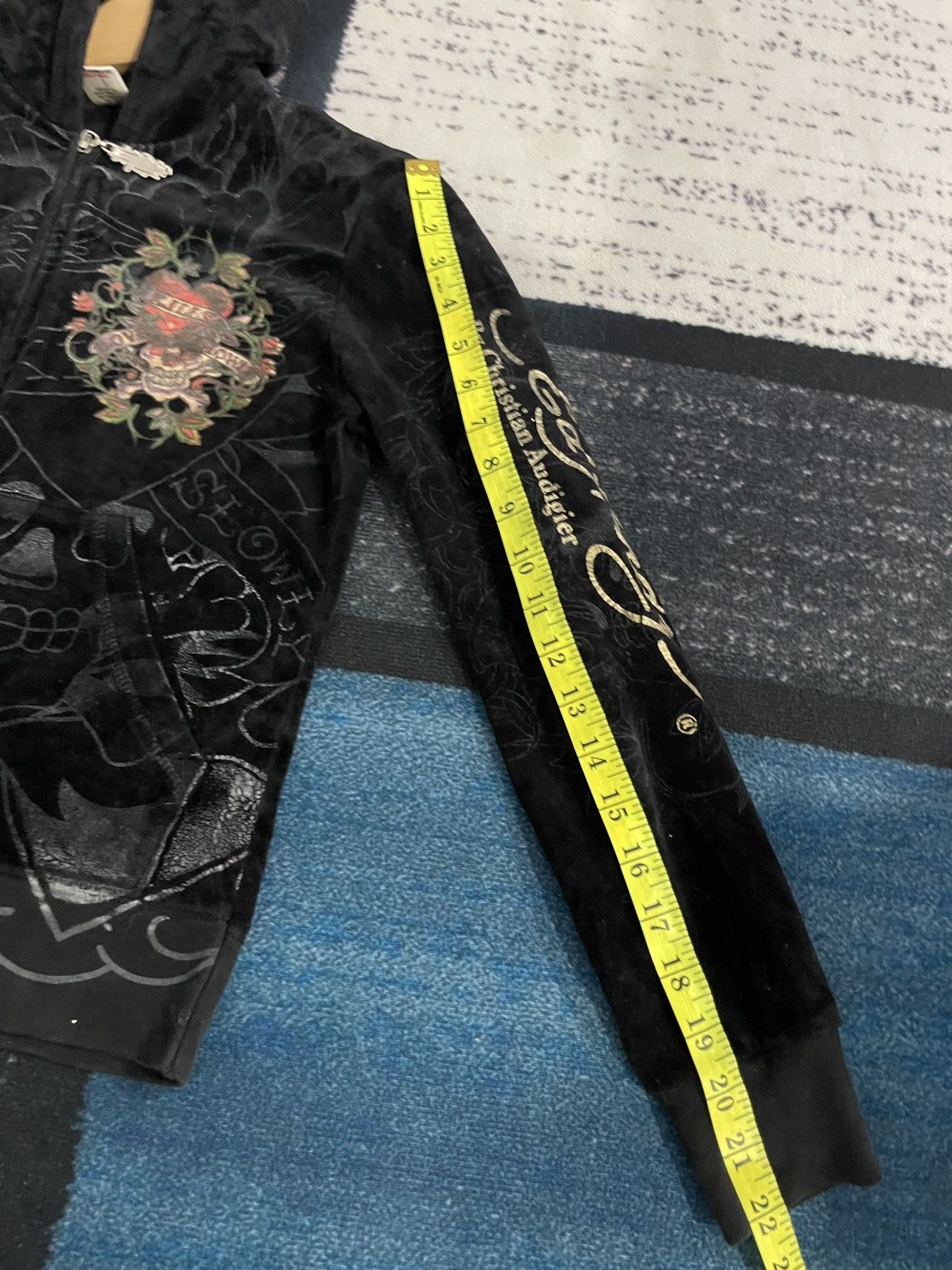 Ed Hardy Ed Hardy by Christian Audigier Velvet Hoodie Size M / US 6-8 / IT 42-44 - 18 Thumbnail