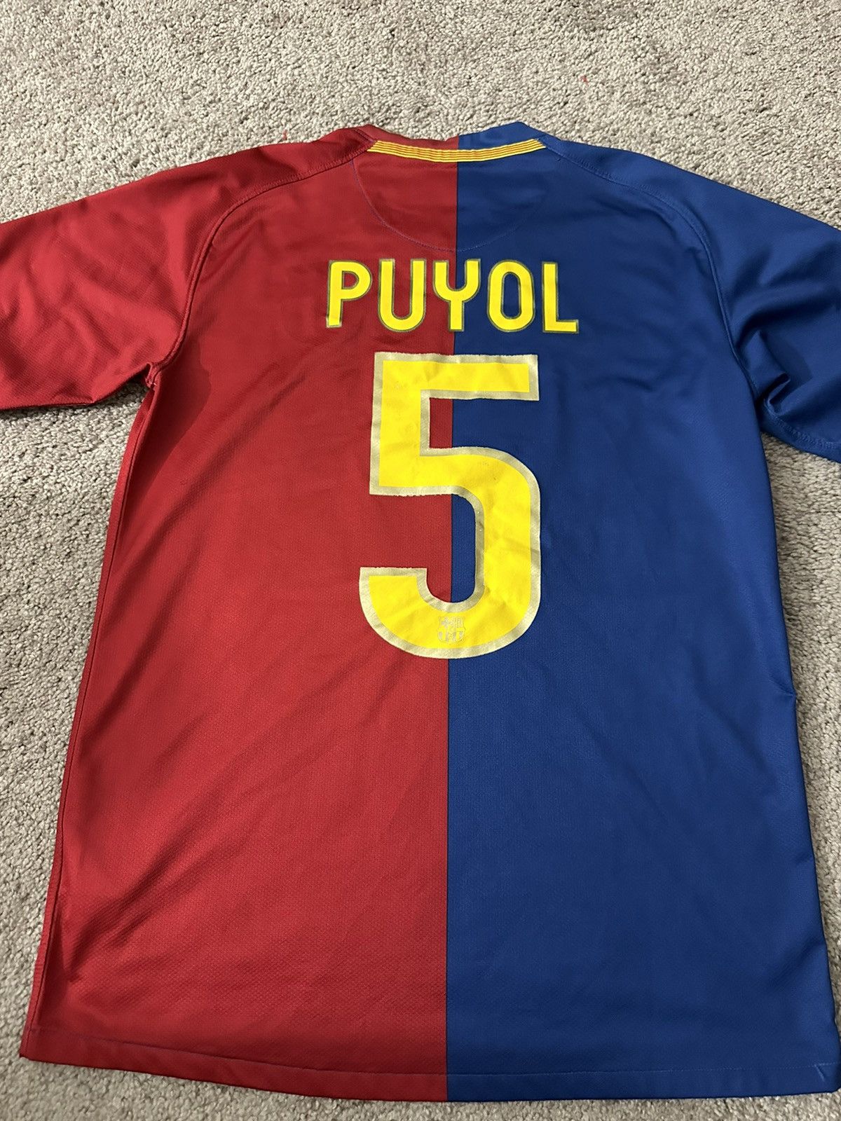 image of F C Barcelona x Nike Barcelona Puyol Jersey 08/09 in Red, Men's (Size Small)