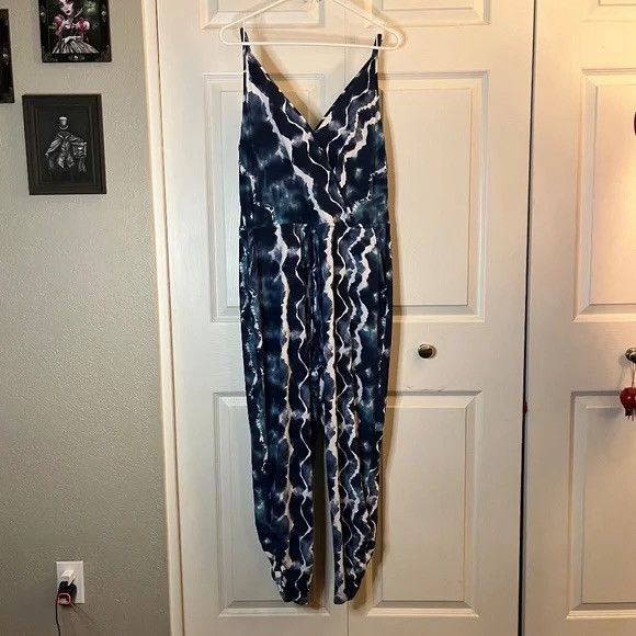 BCBGeneration BCBGeneration Blue Tie-Dye Print Jumpsuit Size L Size 30" / US 8 / IT 44 - 1 Thumbnail