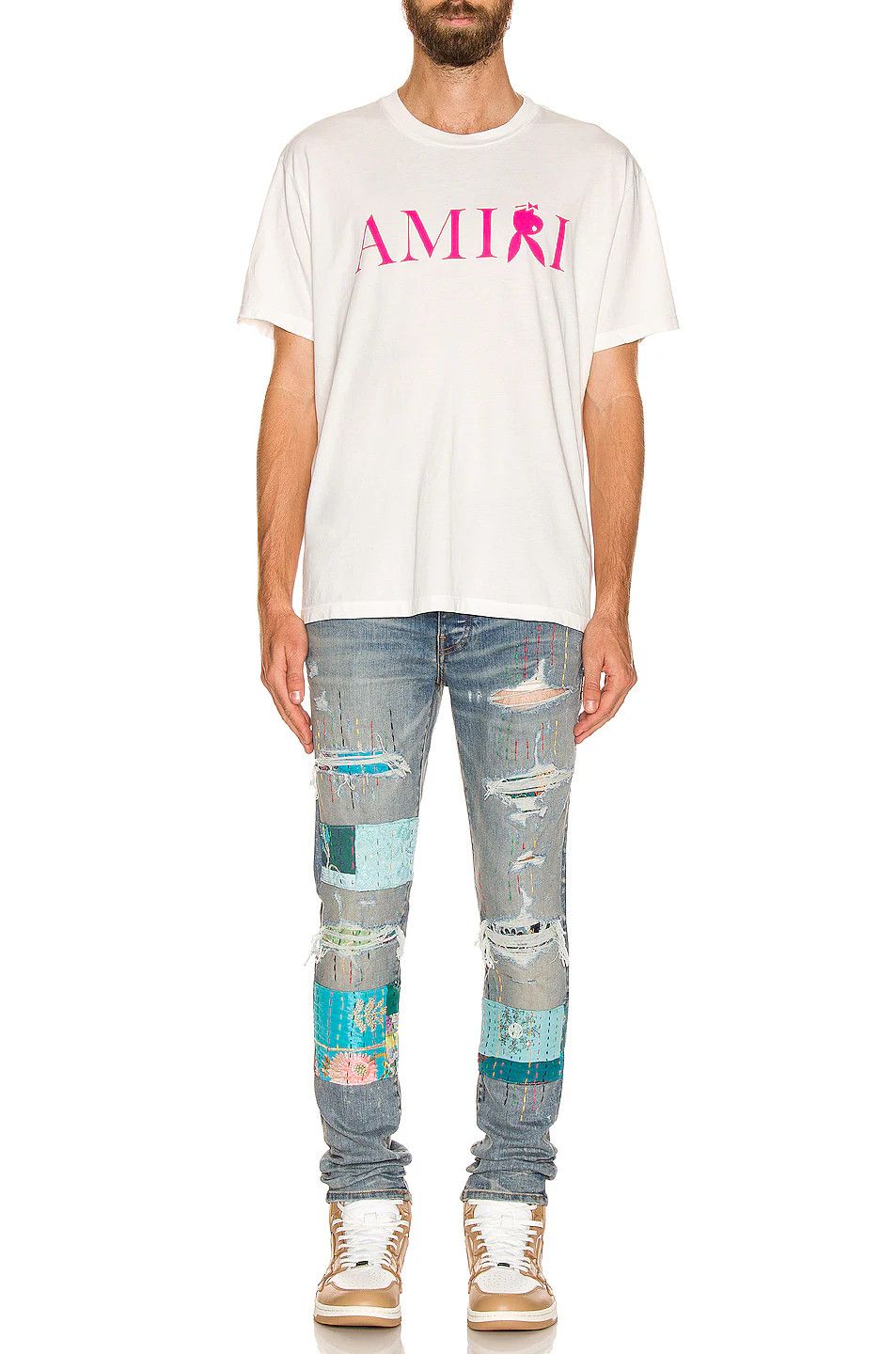Amiri o1gr1nt0325 Quilted Artpatch Jeans in Clay Indigo Size US 33 - 4 Thumbnail