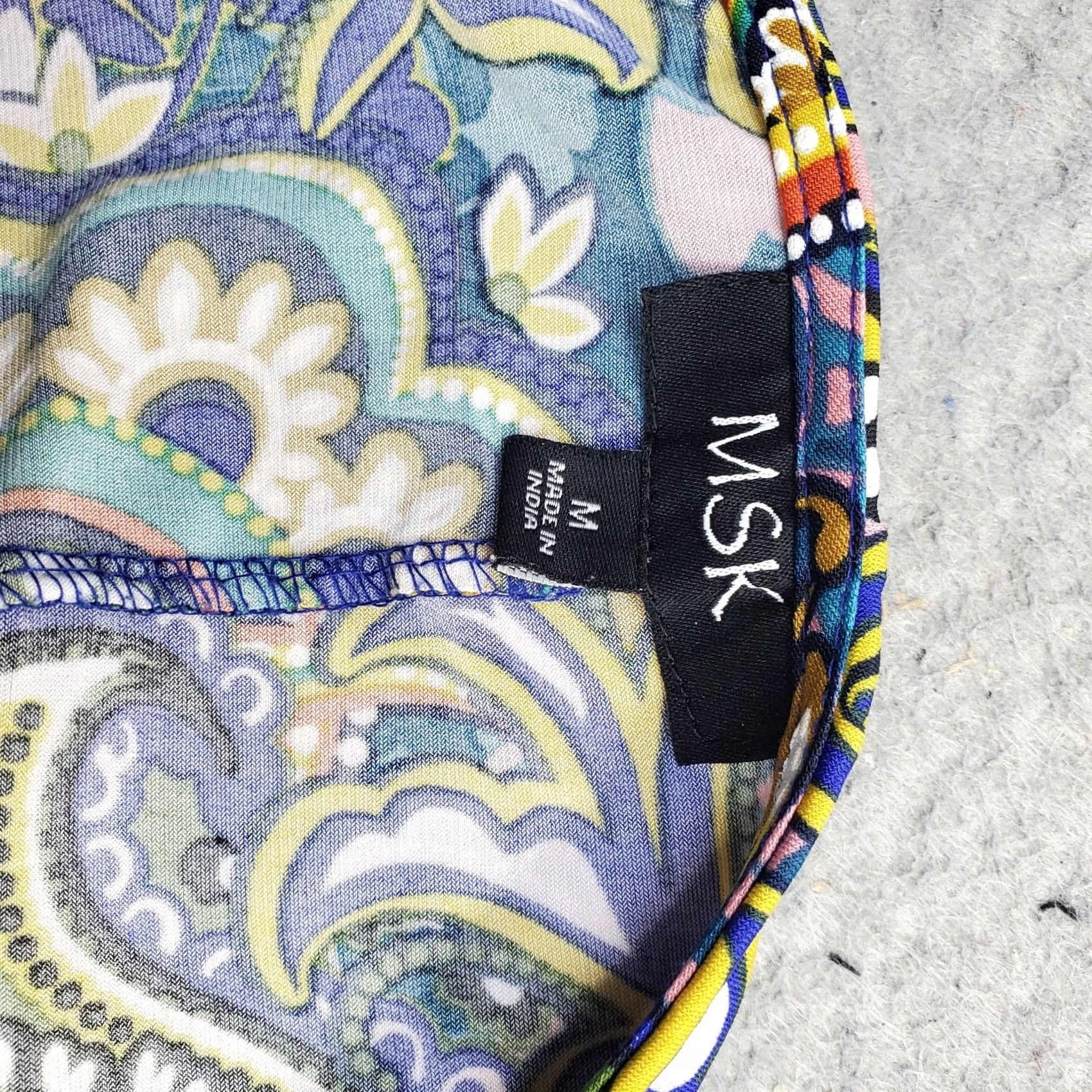 Vintage MSK Womens Dress Size M Multi Paisley Stretch Bell Sleeve O-Ring Detail Dress Size M / US 6-8 / IT 42-44 - 3 Thumbnail