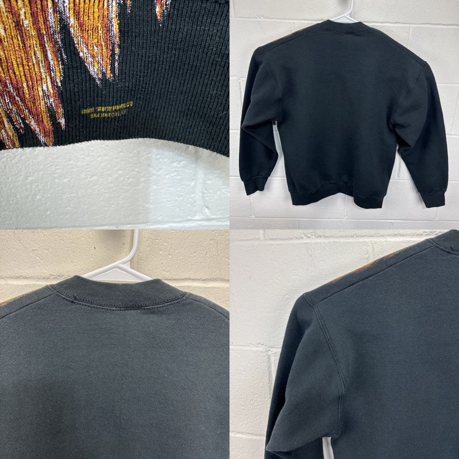 Fruit Of The Loom VINTAGE Fruit of the Loom Sweatshirt Lion Big Print Mens Pullover Crew Neck Black Cotton Blend 90s Nature Animals Size US L / EU 52-54 / 3 - 9 Thumbnail